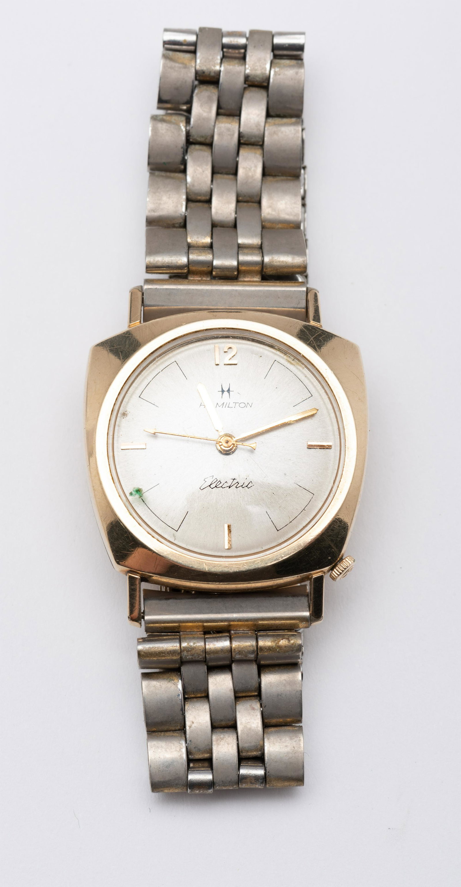 Hamilton Electric "Taurus" Wristwatch: Star 10k GF case. 1-1/2" lug to lug. Needs battery. IMPORTANT: Before bidding, please read the terms and conditions below. When you registered for the auction you agreed to these terms and will be req