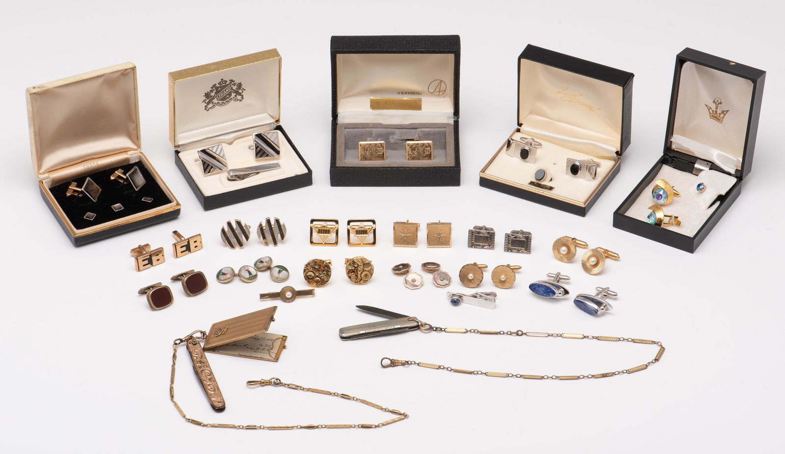 17 Pairs Cufflinks & 2 Watch Chains (1 of 20)