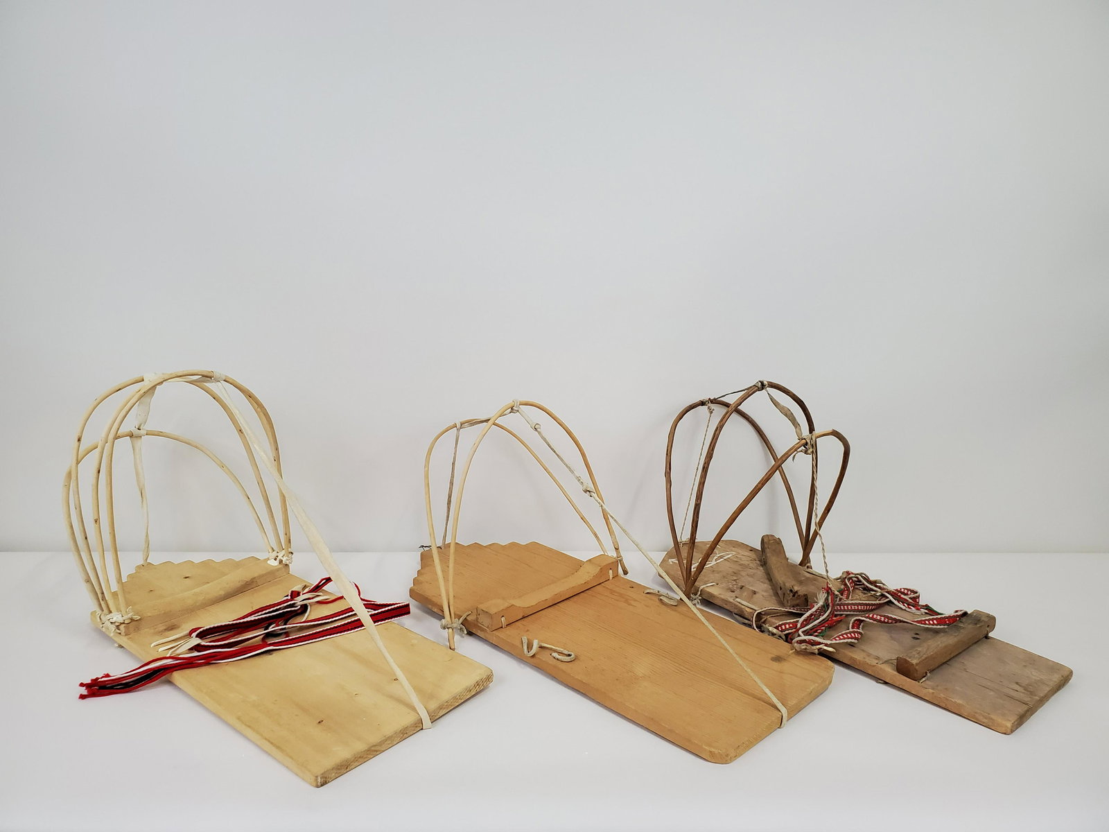 3 Cradle Boards: Small 25" wide X 8 1/2" deep X 2" high. Large 29" wide X 11" deep X 15" high.