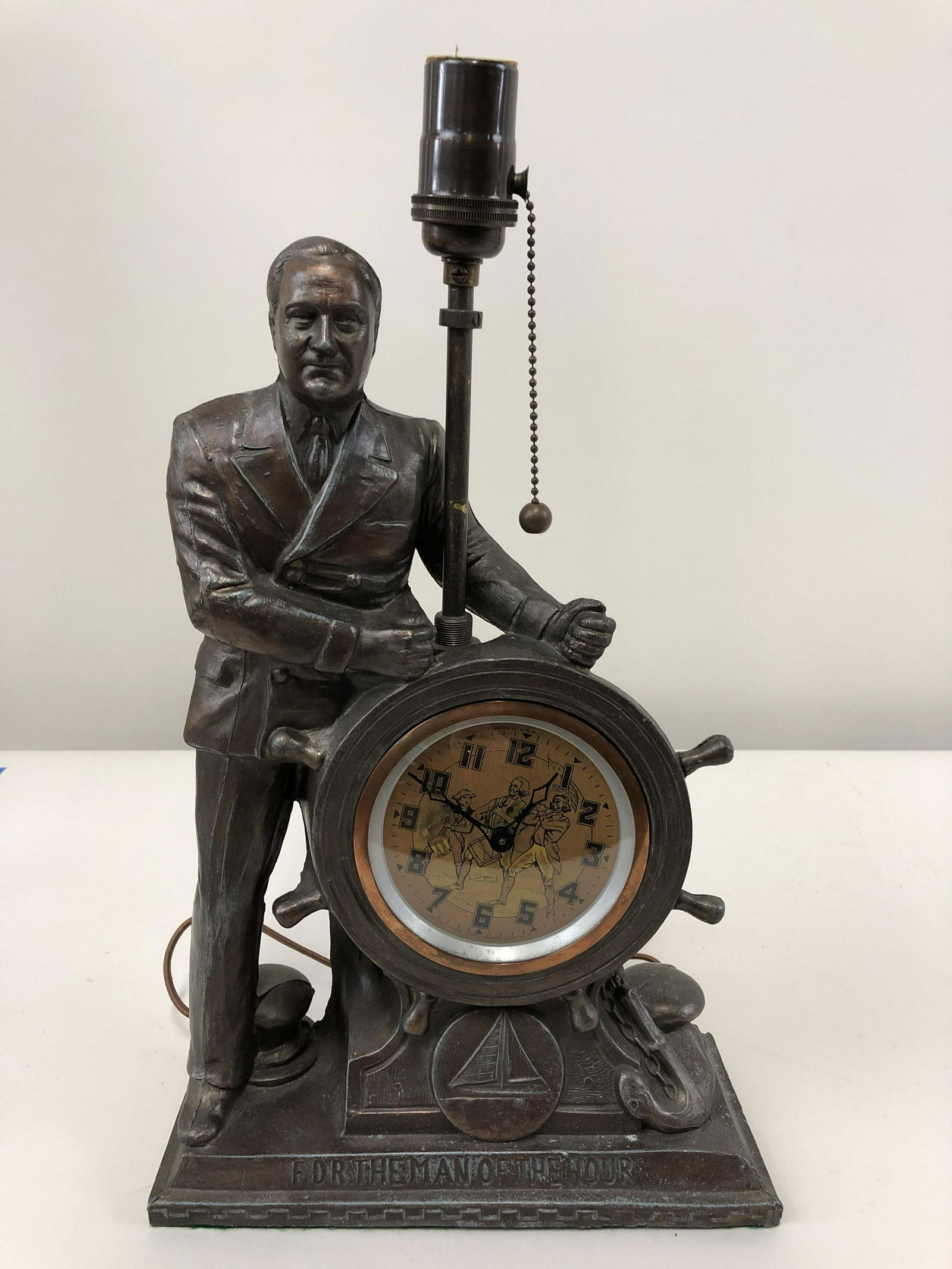 FDR Lamp with Clock: 17 1/2" high.