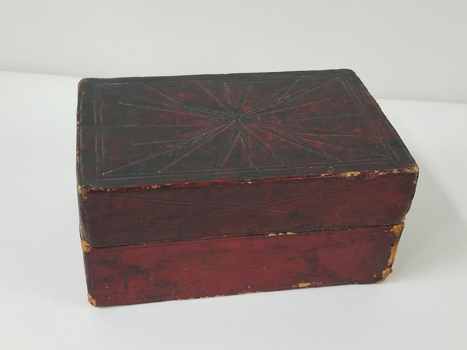 Carved Leather Wrapped Sailor's Ditty Box (1 of 5)