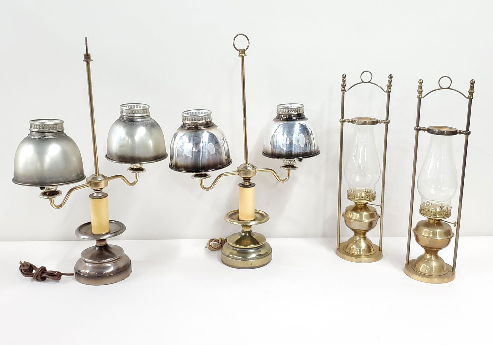 Pair of Brass Oil Lamps & Pair of Table Lamps (1 of 1)