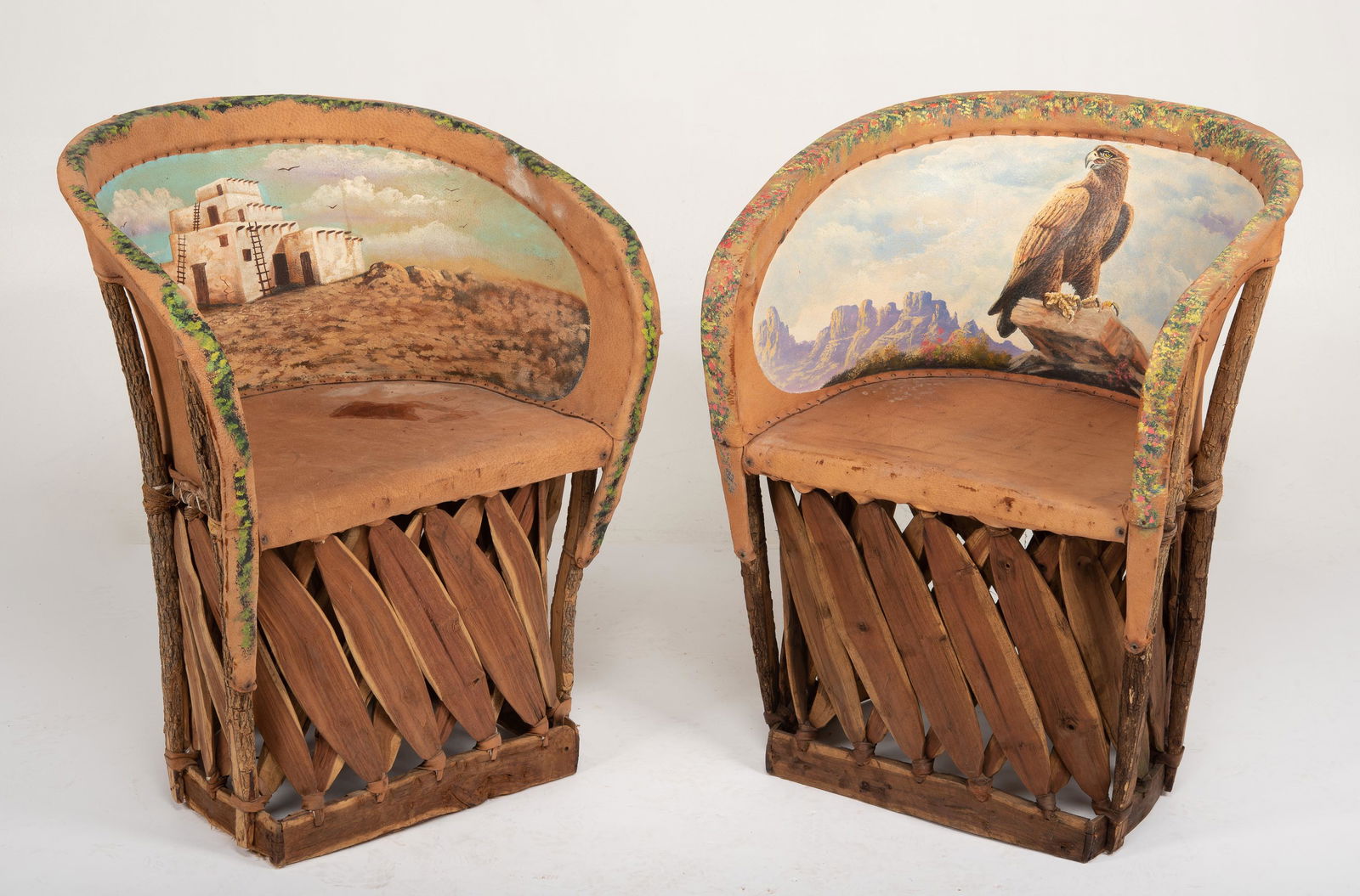 Pair of Painted Mexican Equipale Chairs (1 of 9)