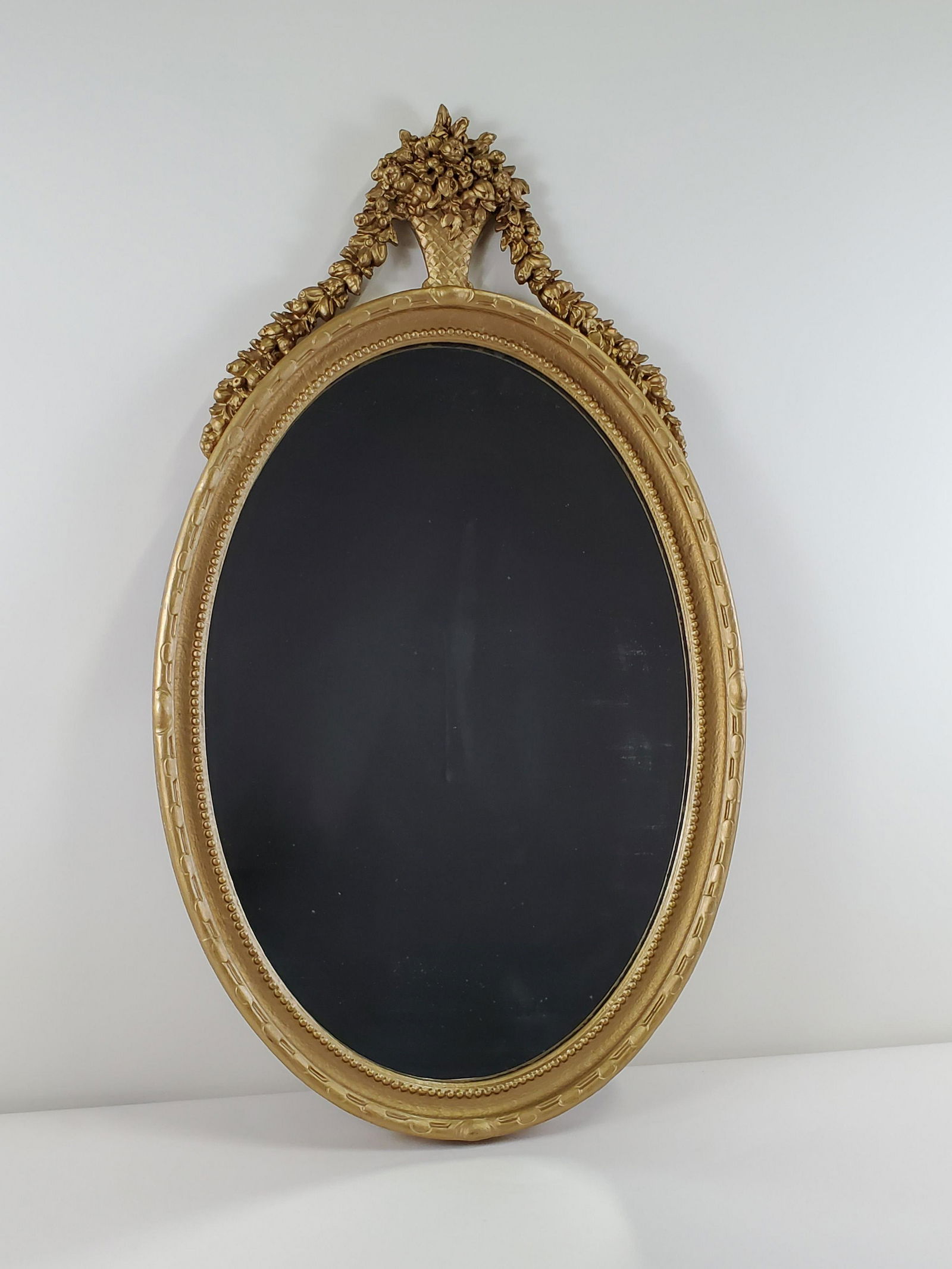 Gilt Wood and Gesso Oval Wall Mirror (1 of 2)