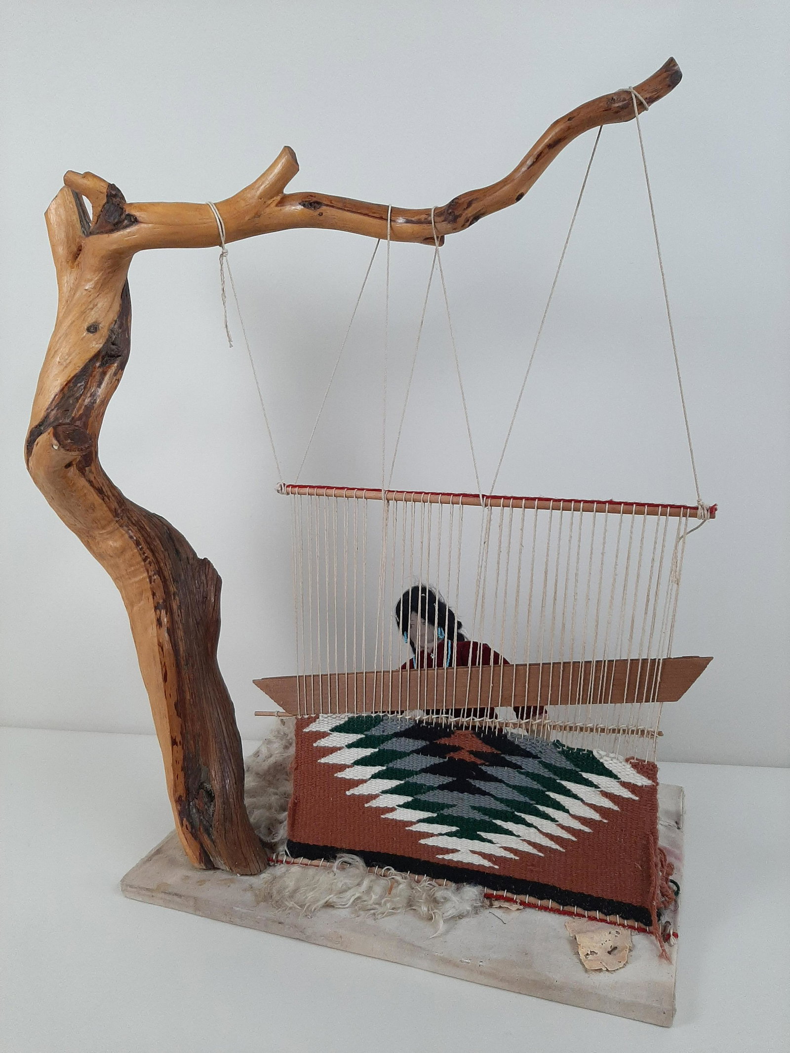 Loom Diorama: 22" wide X 14 1/2" deep X 30 1/2" high.