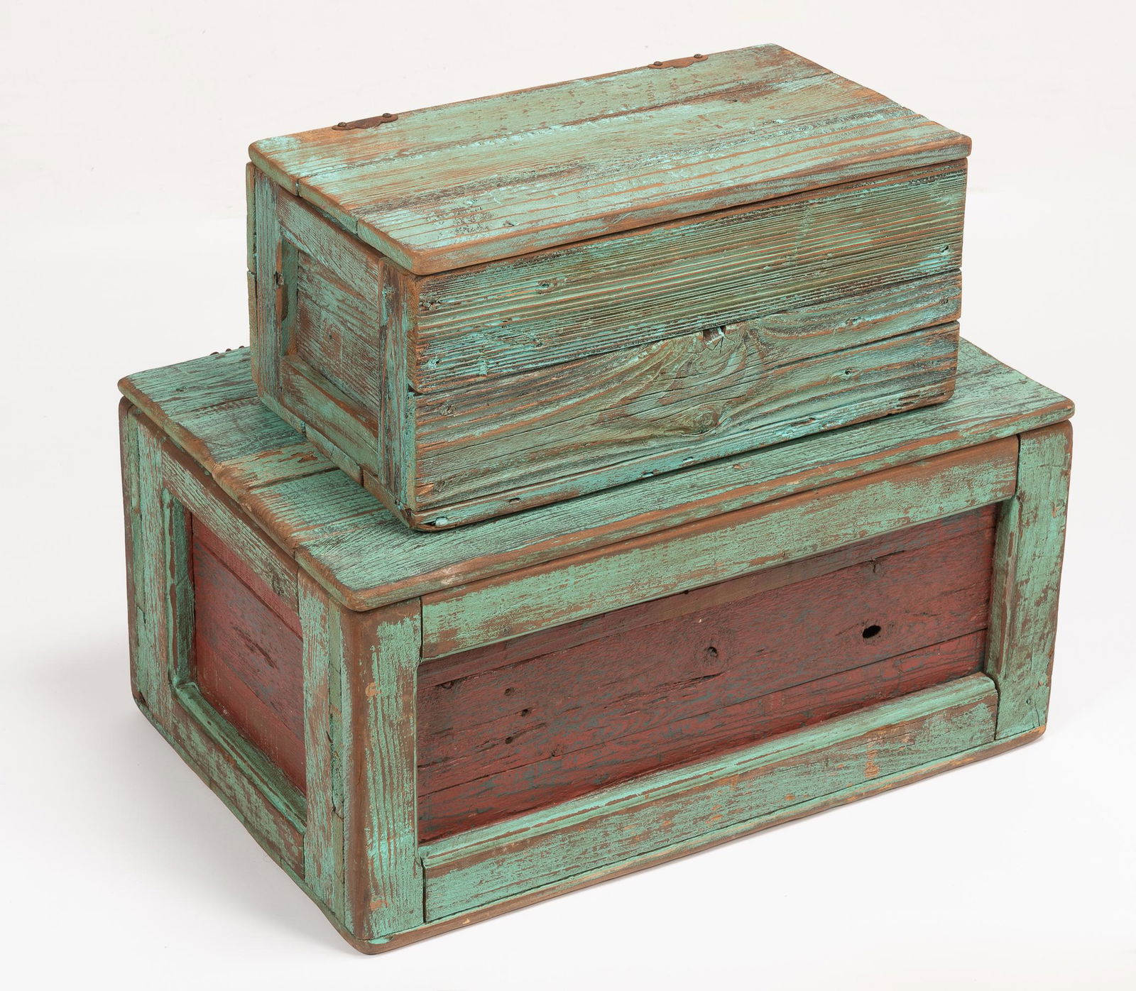 2 Painted Green Trunks (1 of 2)