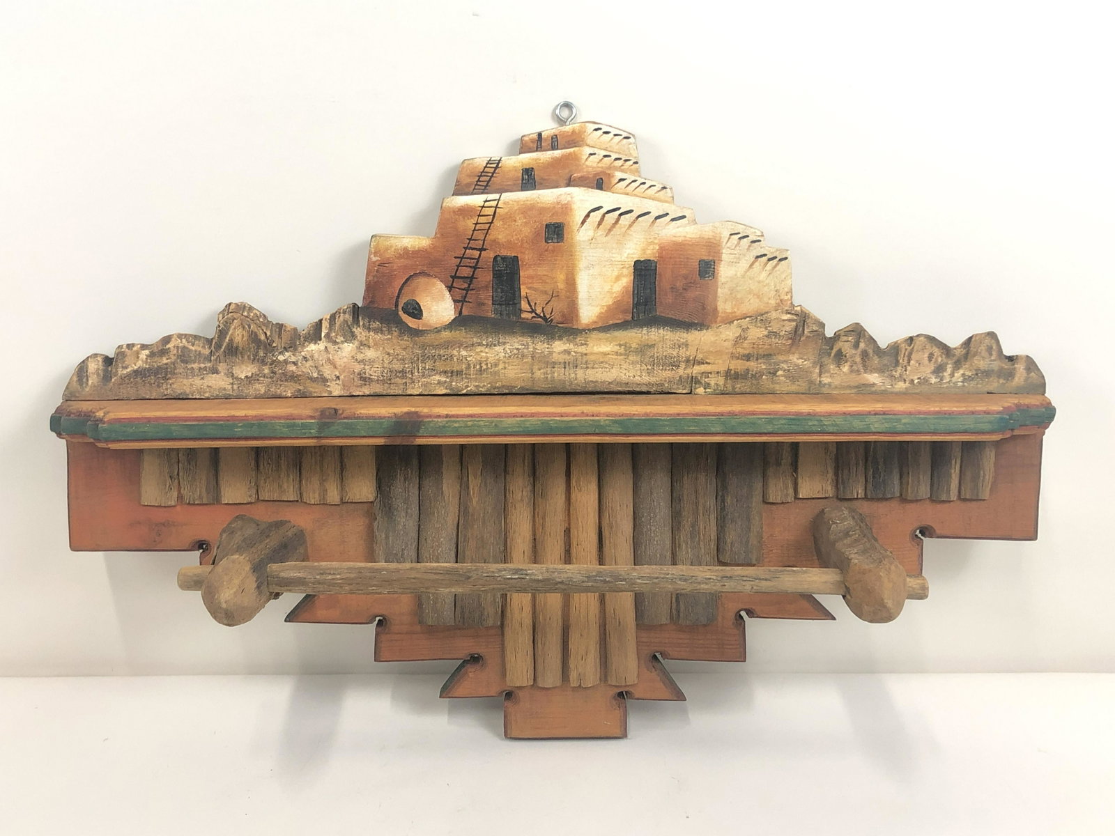 Southwestern Wall Shelf: 30" wide x 9-1/2" deep x 20-1/2" high.