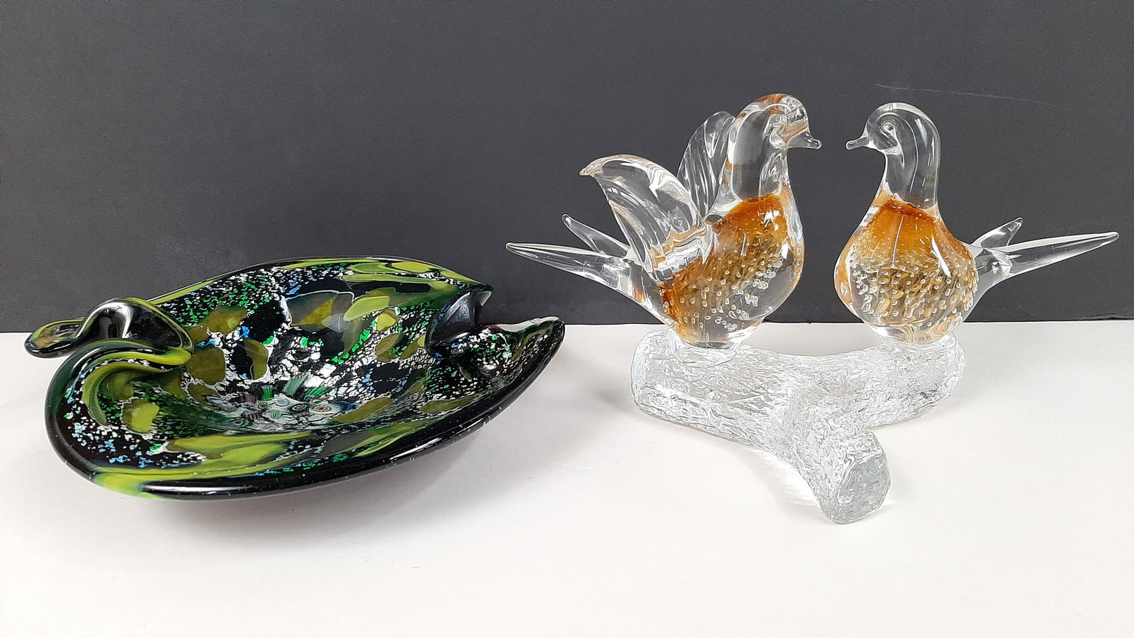 2 Pcs Art Glass incl. Birds (1 of 4)