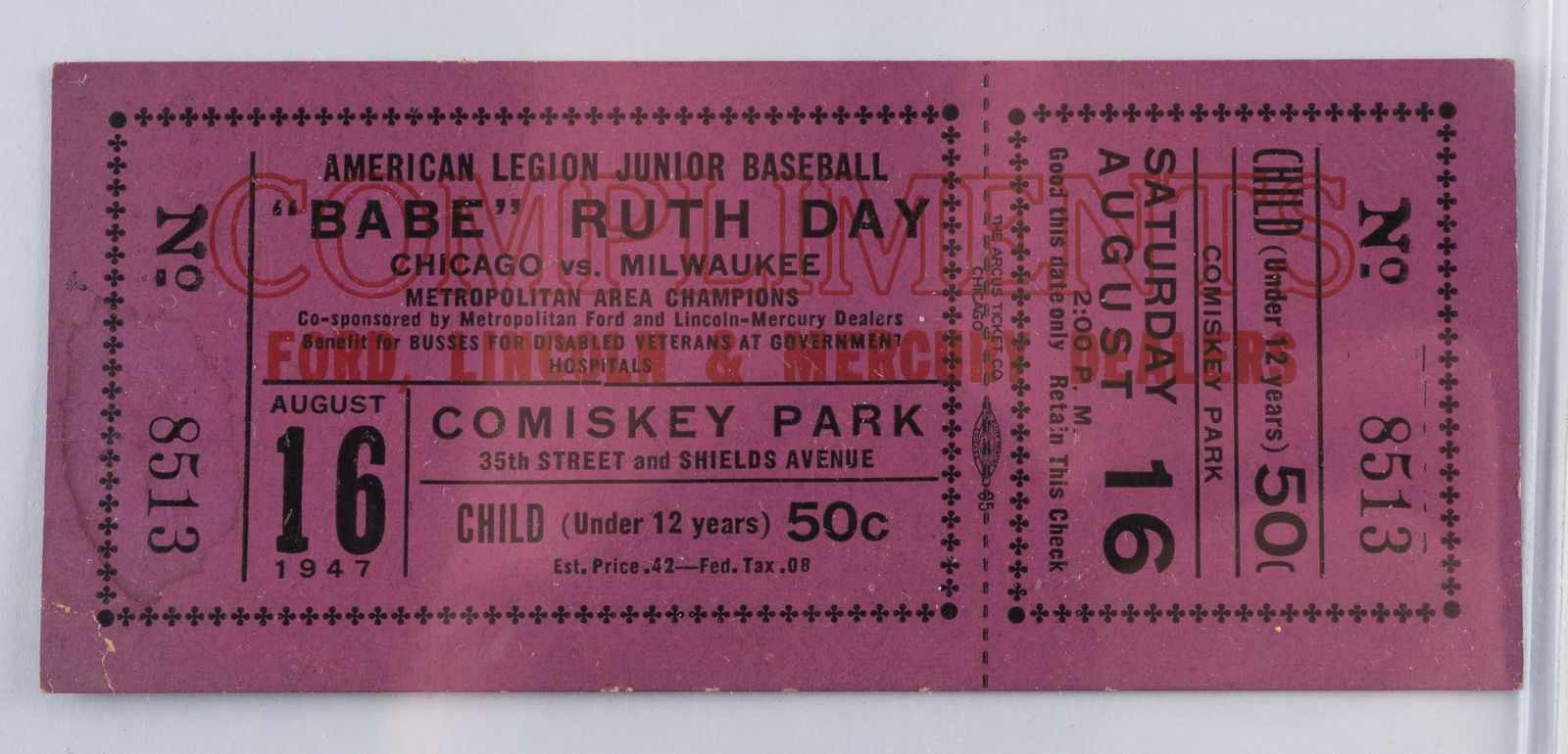August 16, 1947 Full Ticket (1 of 1)