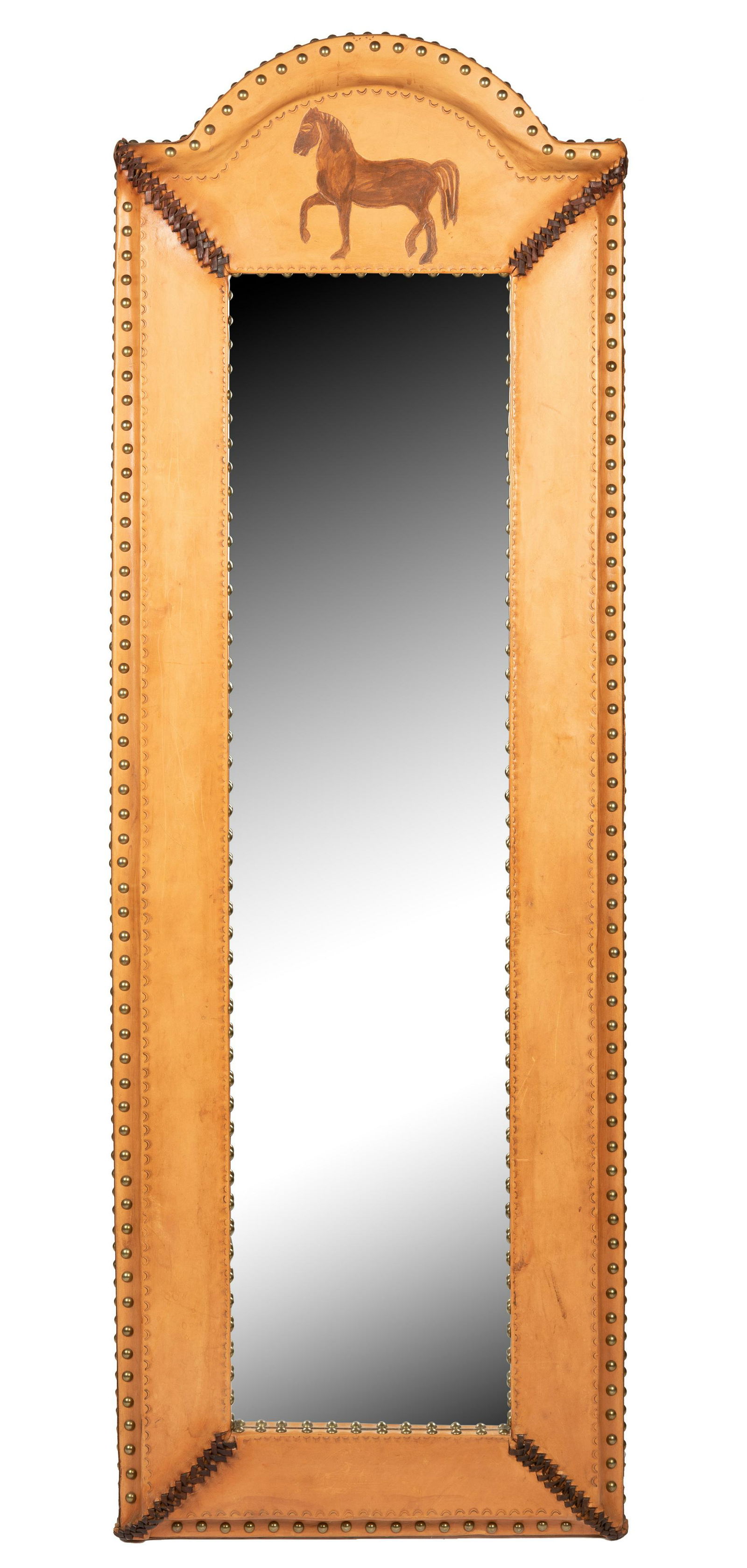 Western Leather Wrapped Mirror (1 of 1)
