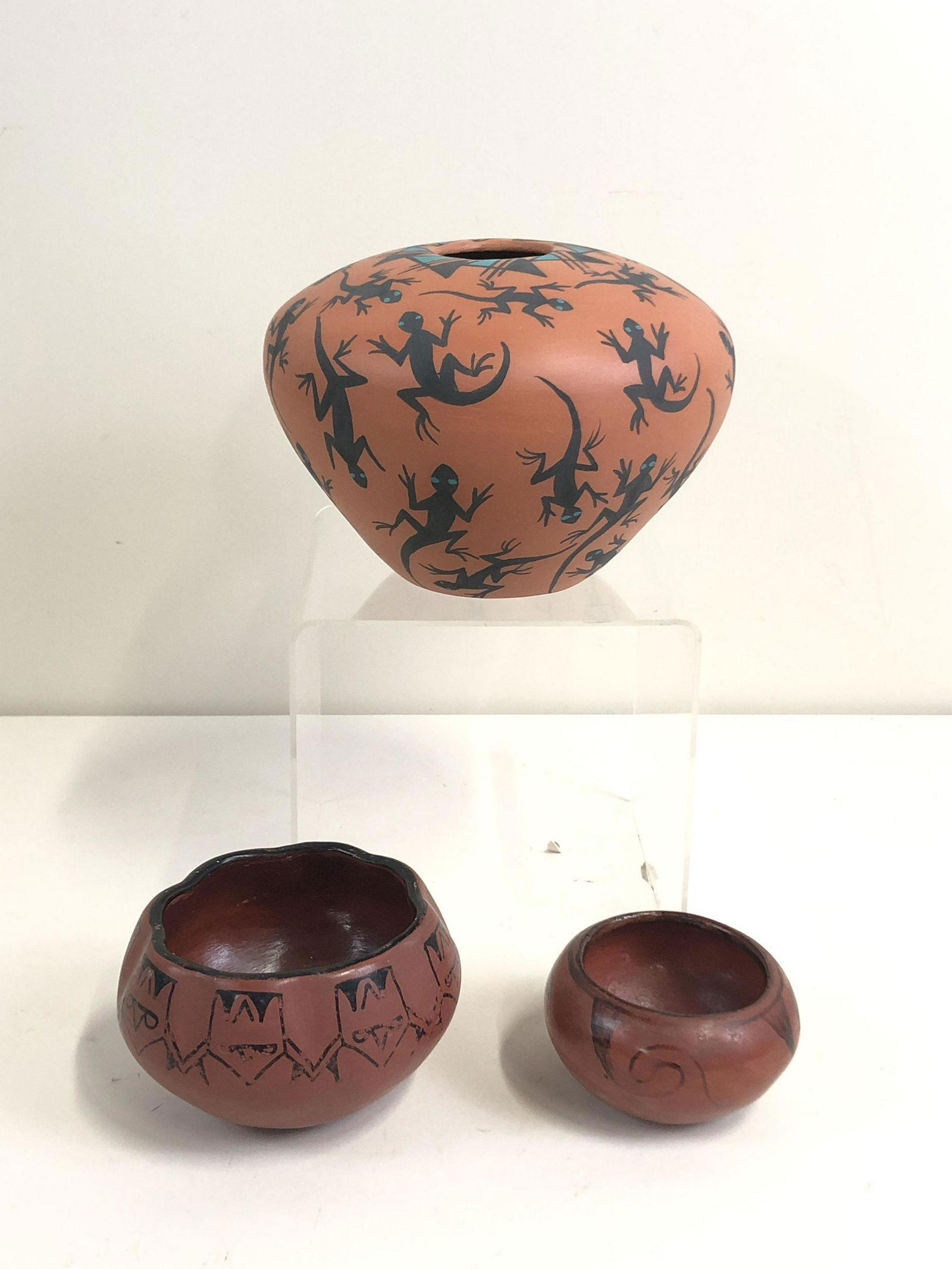 3 Pcs Native American Pottery Including Acoma (1 of 2)