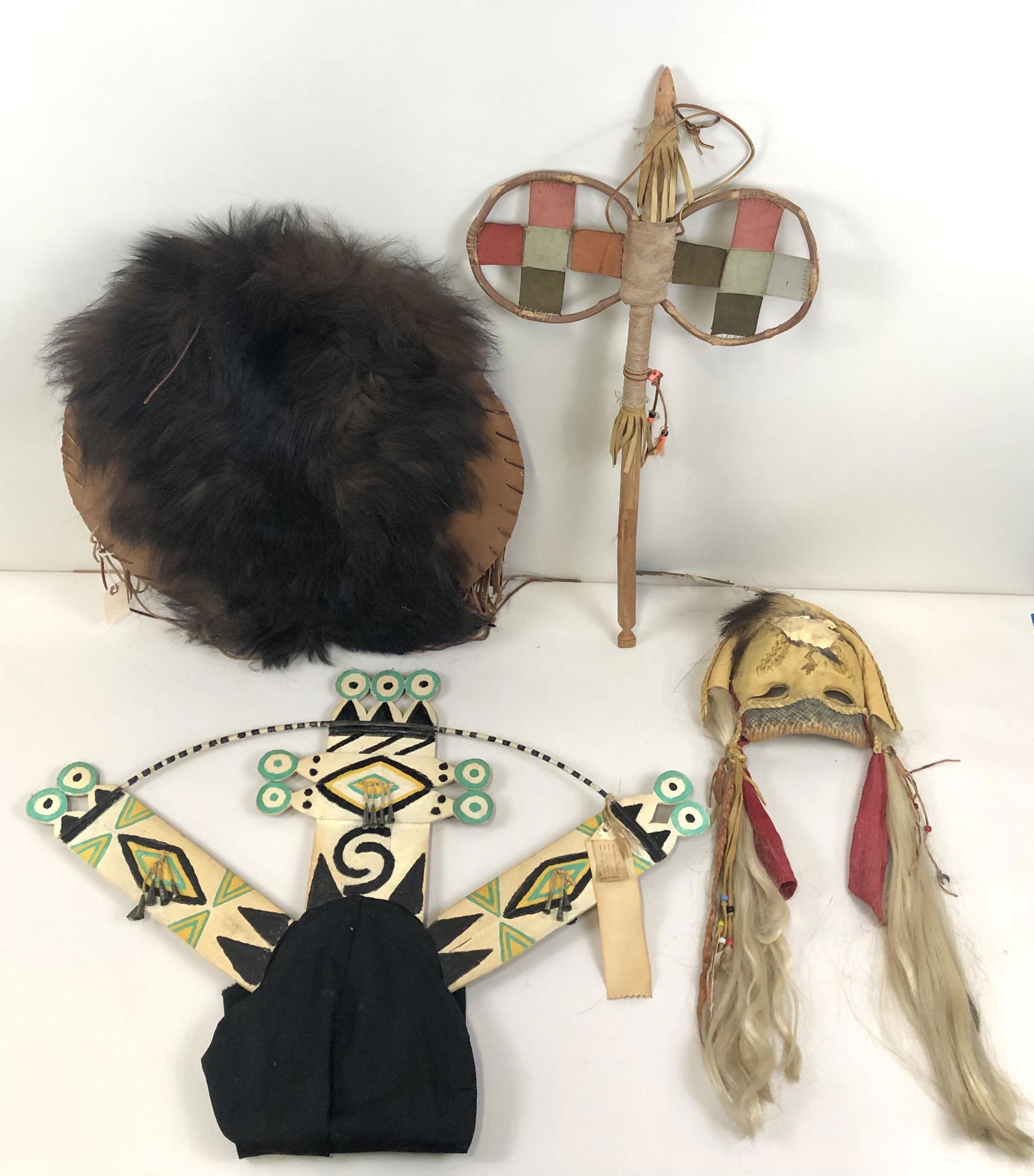 Native American Dance Shield, Rattle, Staff & Mask (1 of 3)