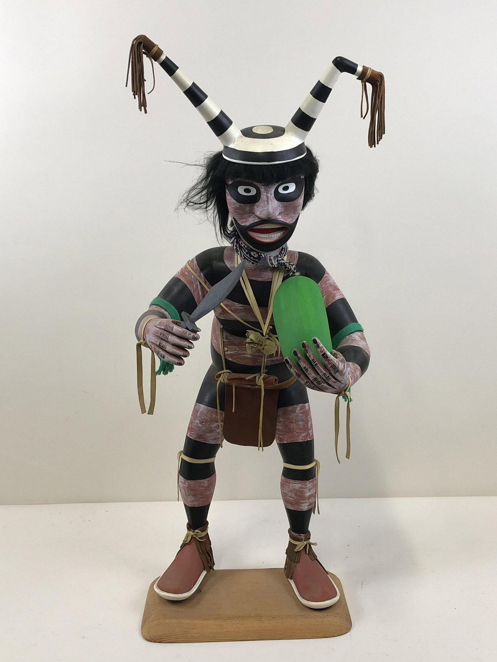 42" Clown Kachina.: Signed HBHT. 12 1/2" wide x 14" deep x 42" high.