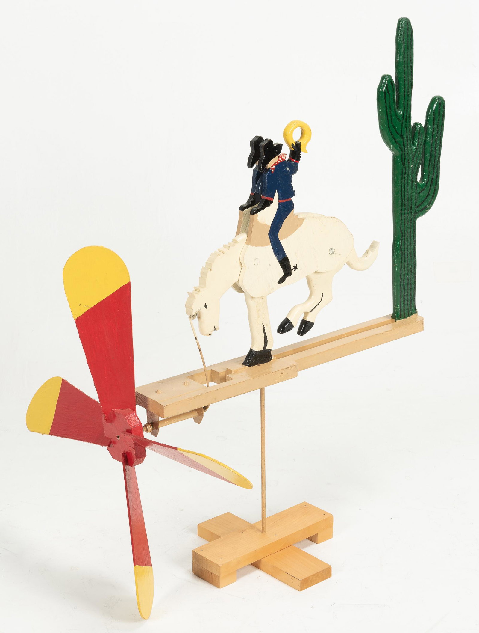 Cowboy Whirli-Gig: 21-1/2" wide x 23-1/2" deep x 31-1/4" high.