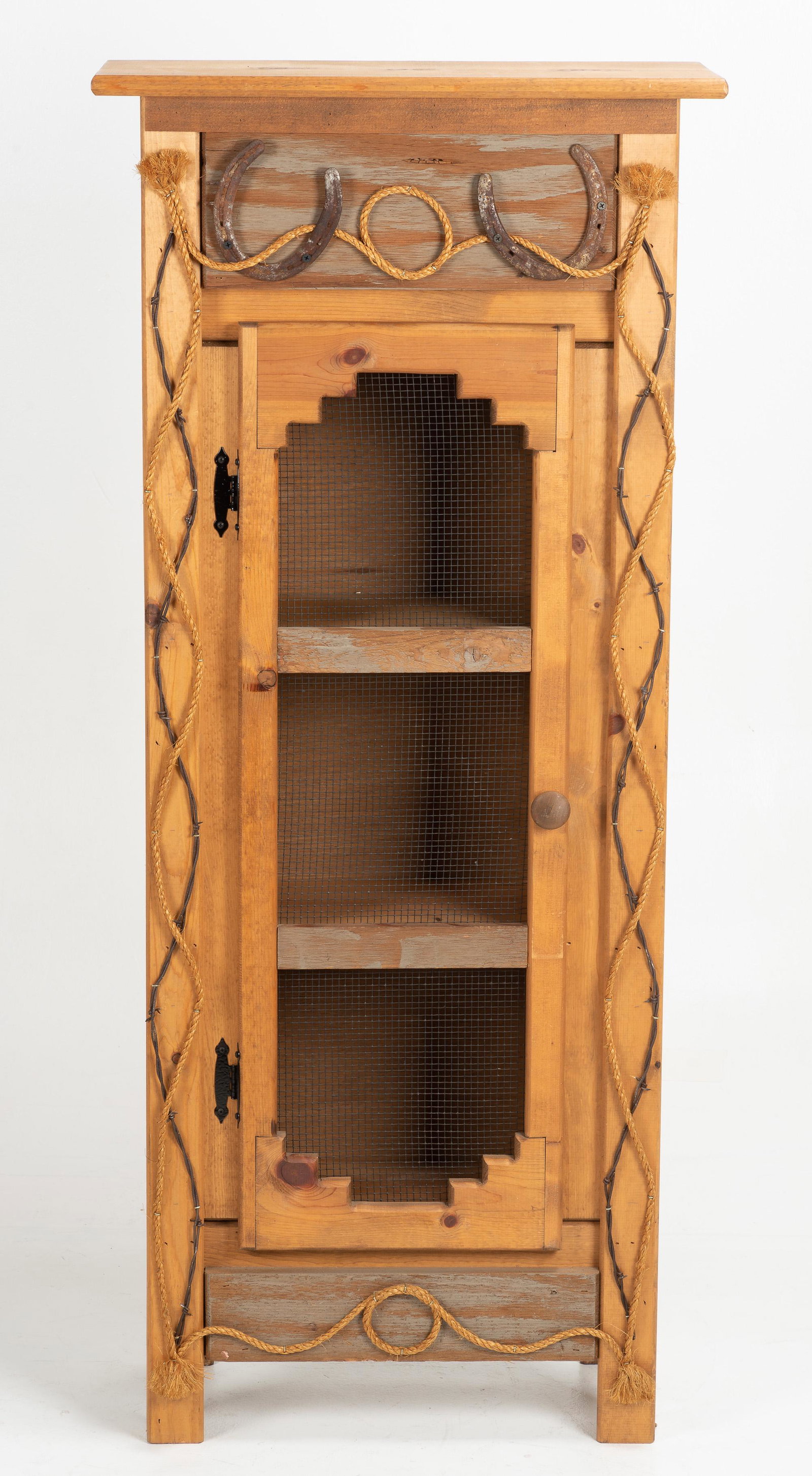 Western Bookcase with Horseshoes: 23-1/2" wide x 11-1/4" deep x 53-3/4" high.