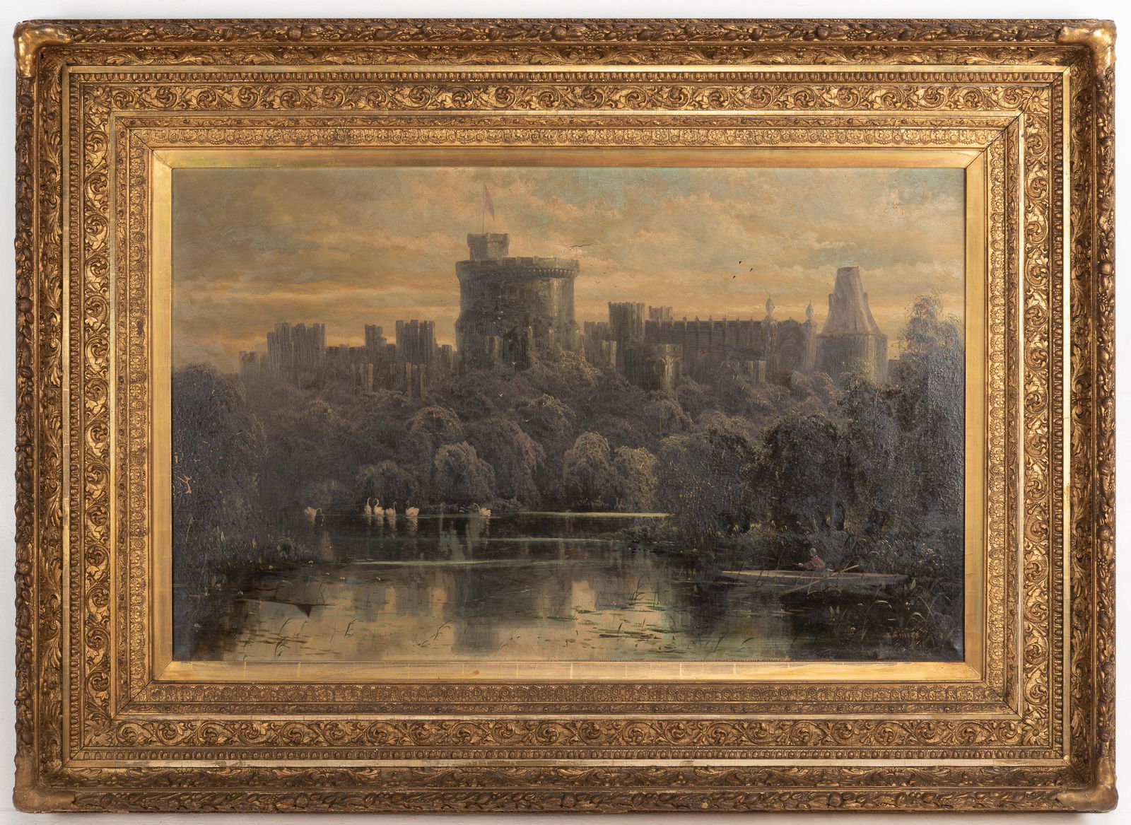 Large 19th C Castle Painting Signed Gassier (1 of 5)