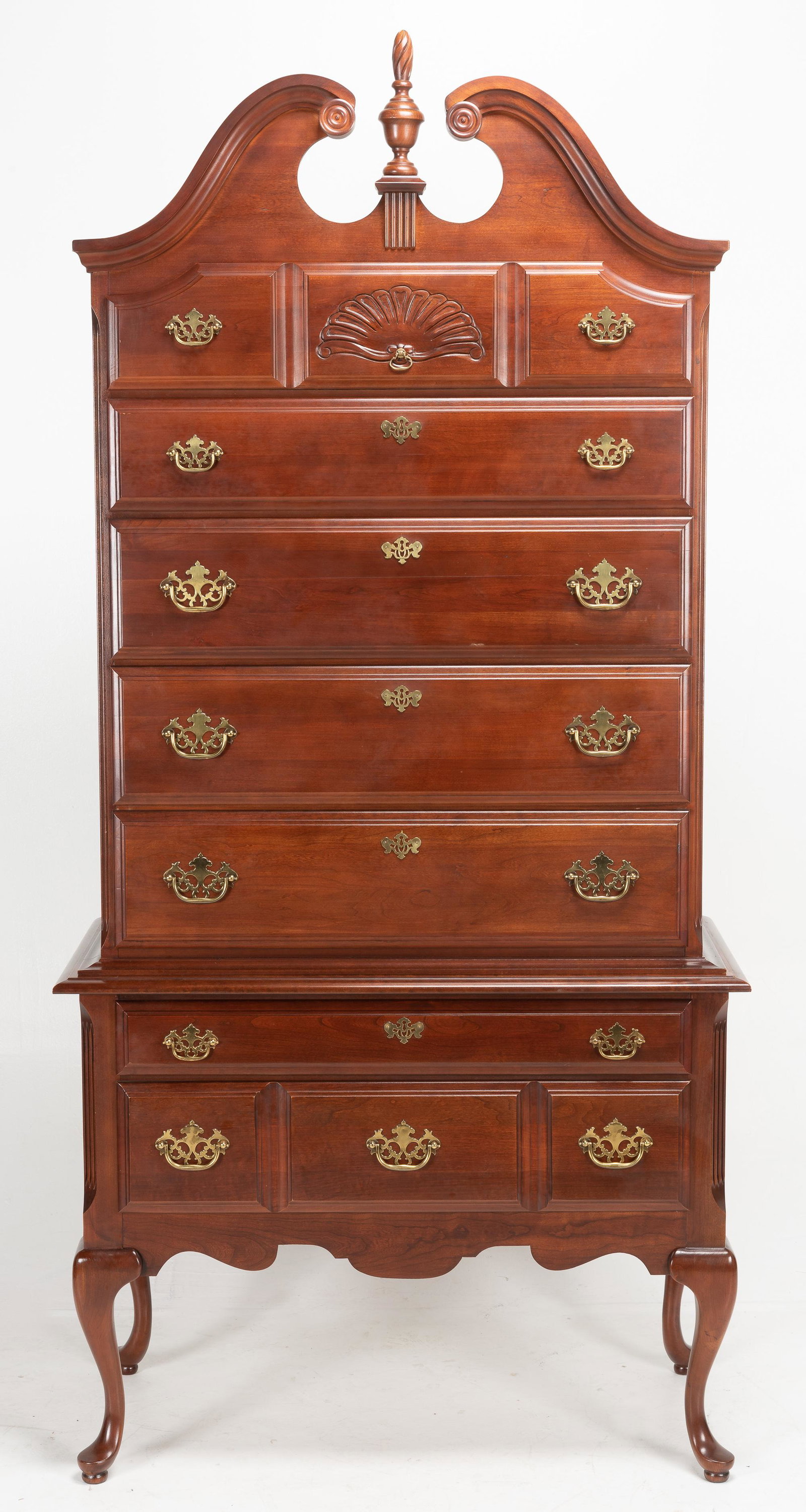 Broyhill Highboy: Overall: 39" wide x 19-1/2" deep x 82-1/4" high.