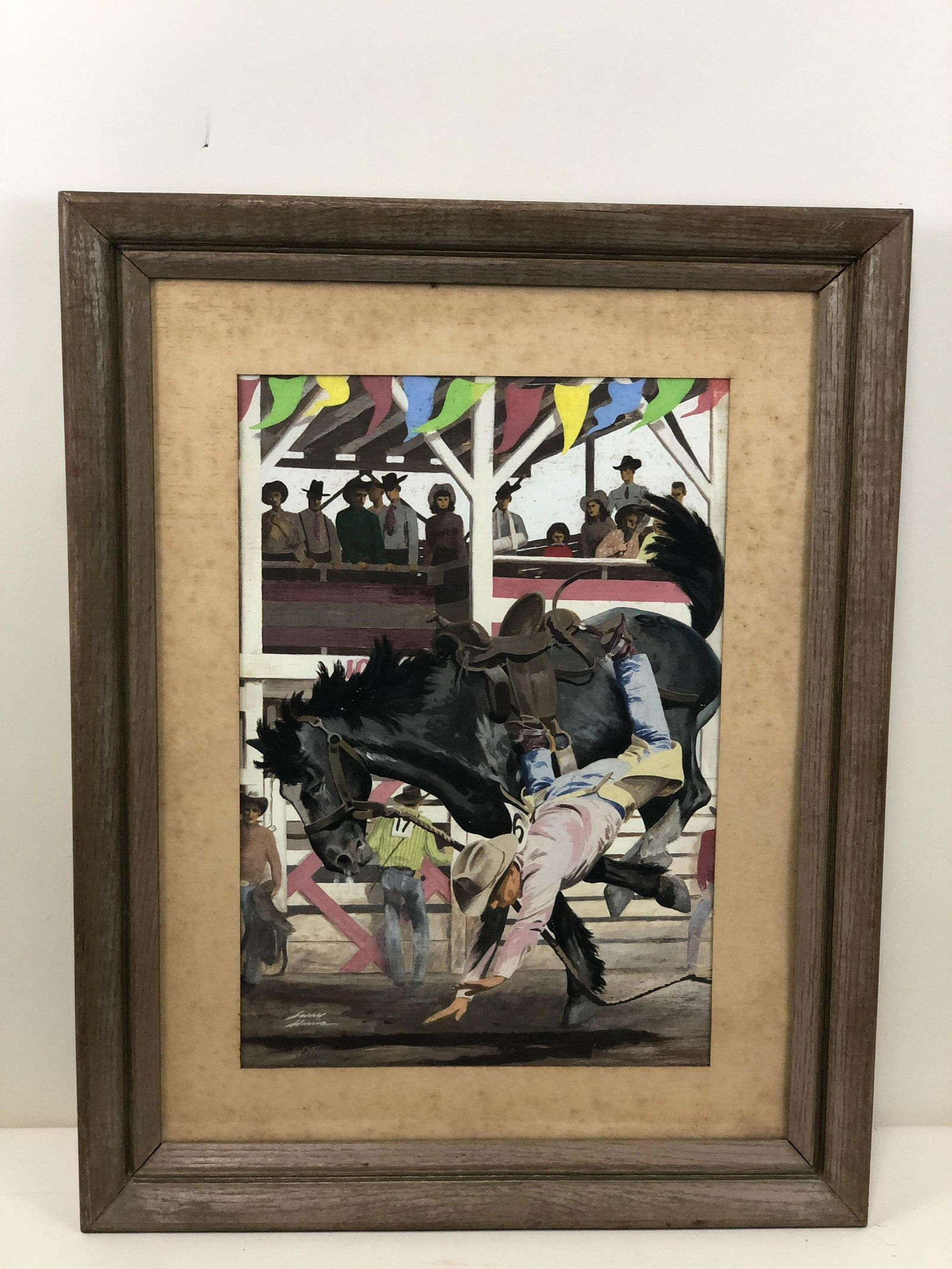Larry Harris Bull Riding Watercolor (1 of 3)