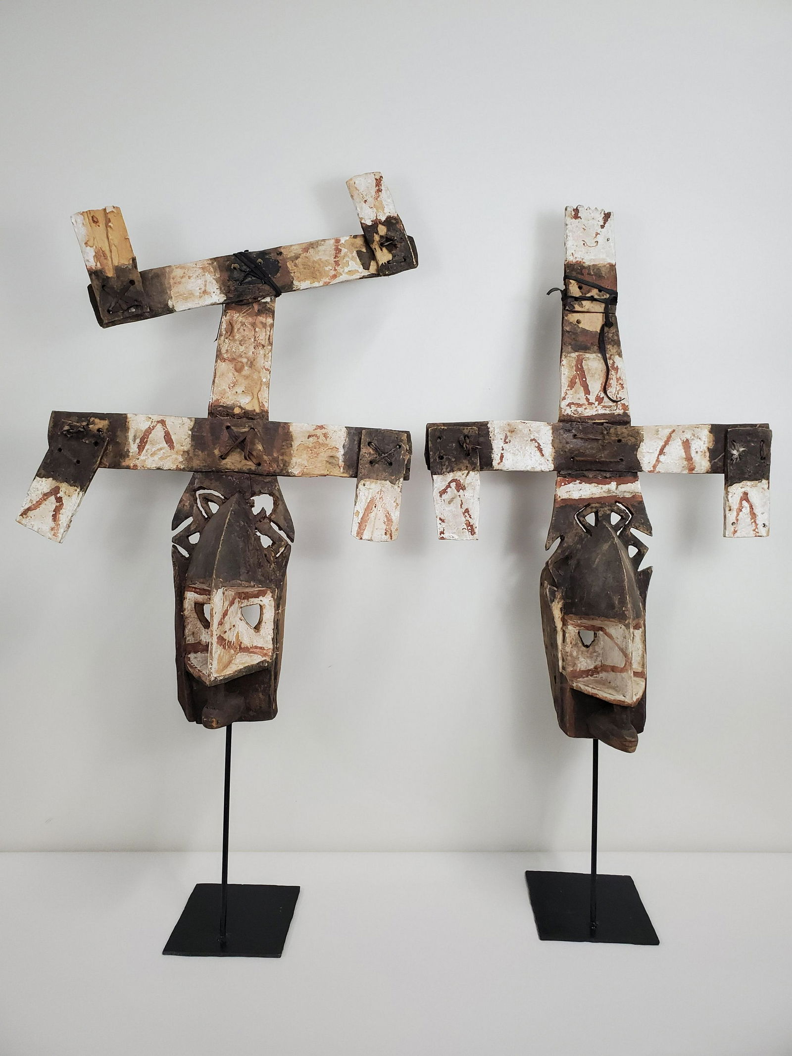 Pr African Carved Polychrome Wood Masks (1 of 3)