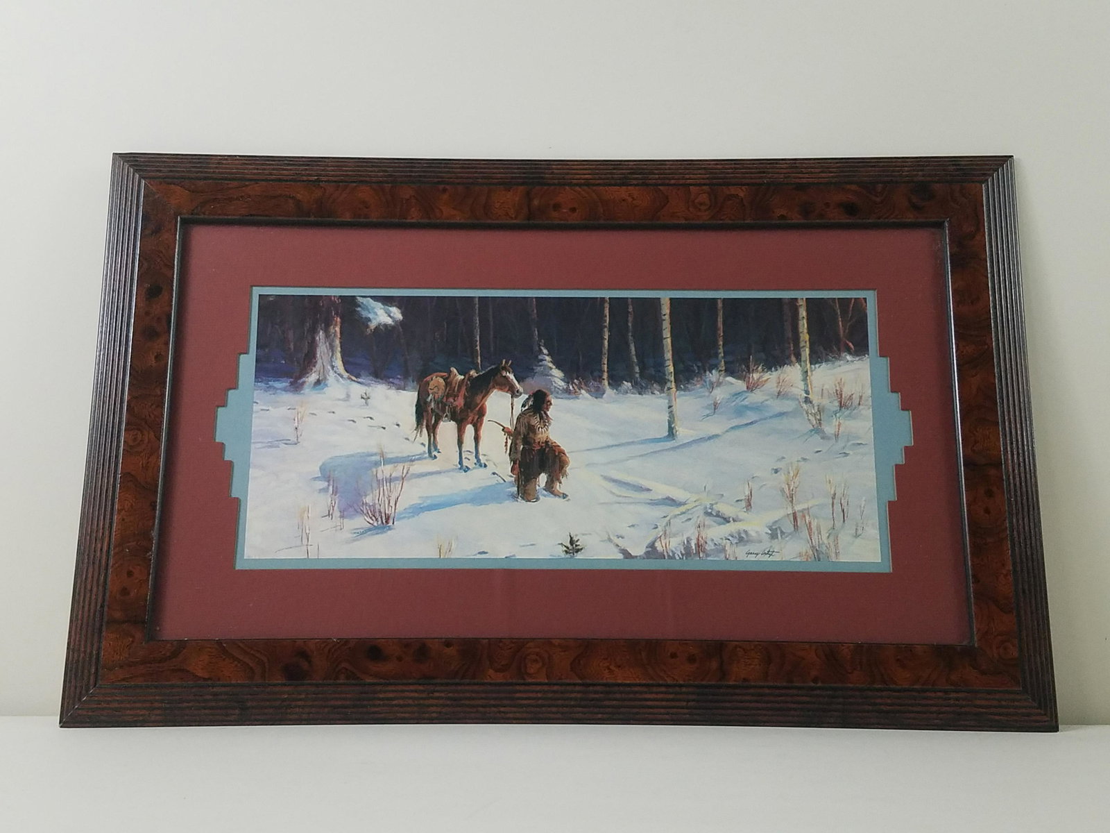 Gary Artzt Southwestern Print: Overall with frame 15-3/4" high x 25-1/4" wide.