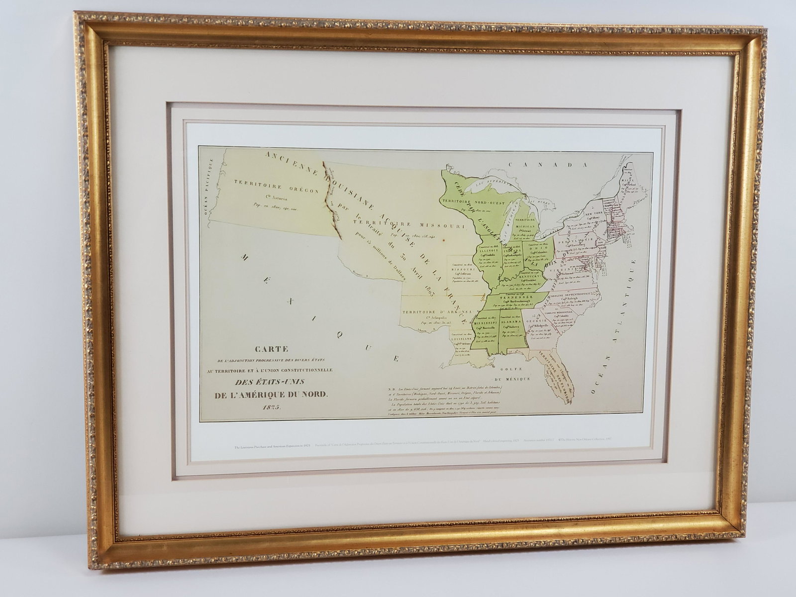 Map of US Expansion To 1825: 37" wide X 29" high.