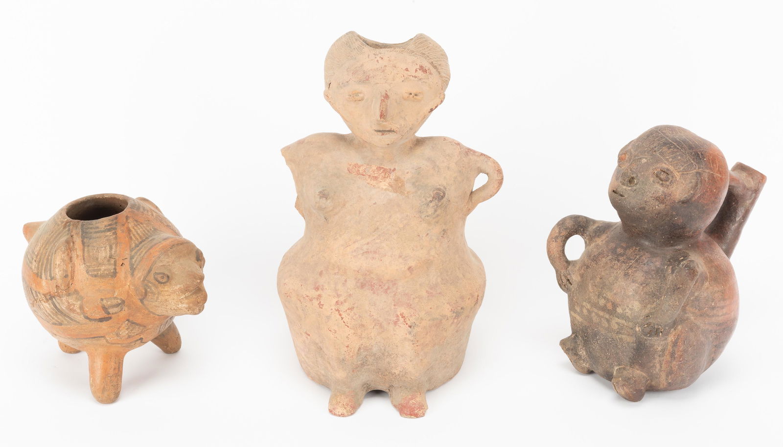 3 Pcs Central American Effigy Pots (1 of 10)