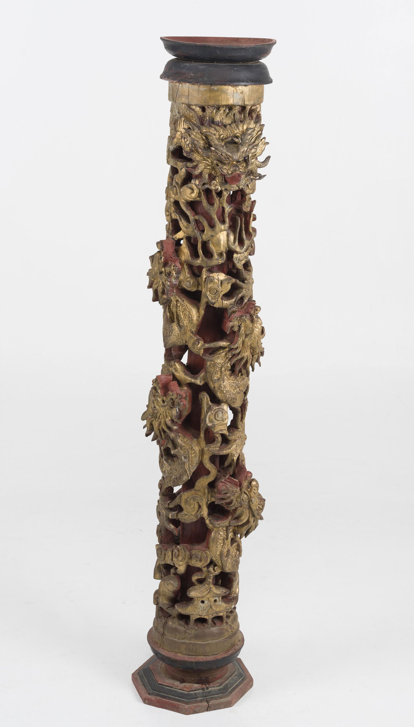 19th C Wooden Chinese Column/Pedestal (1 of 3)