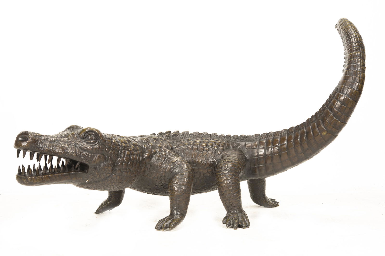 Large Bronze Crocodile Sculpture (1 of 4)