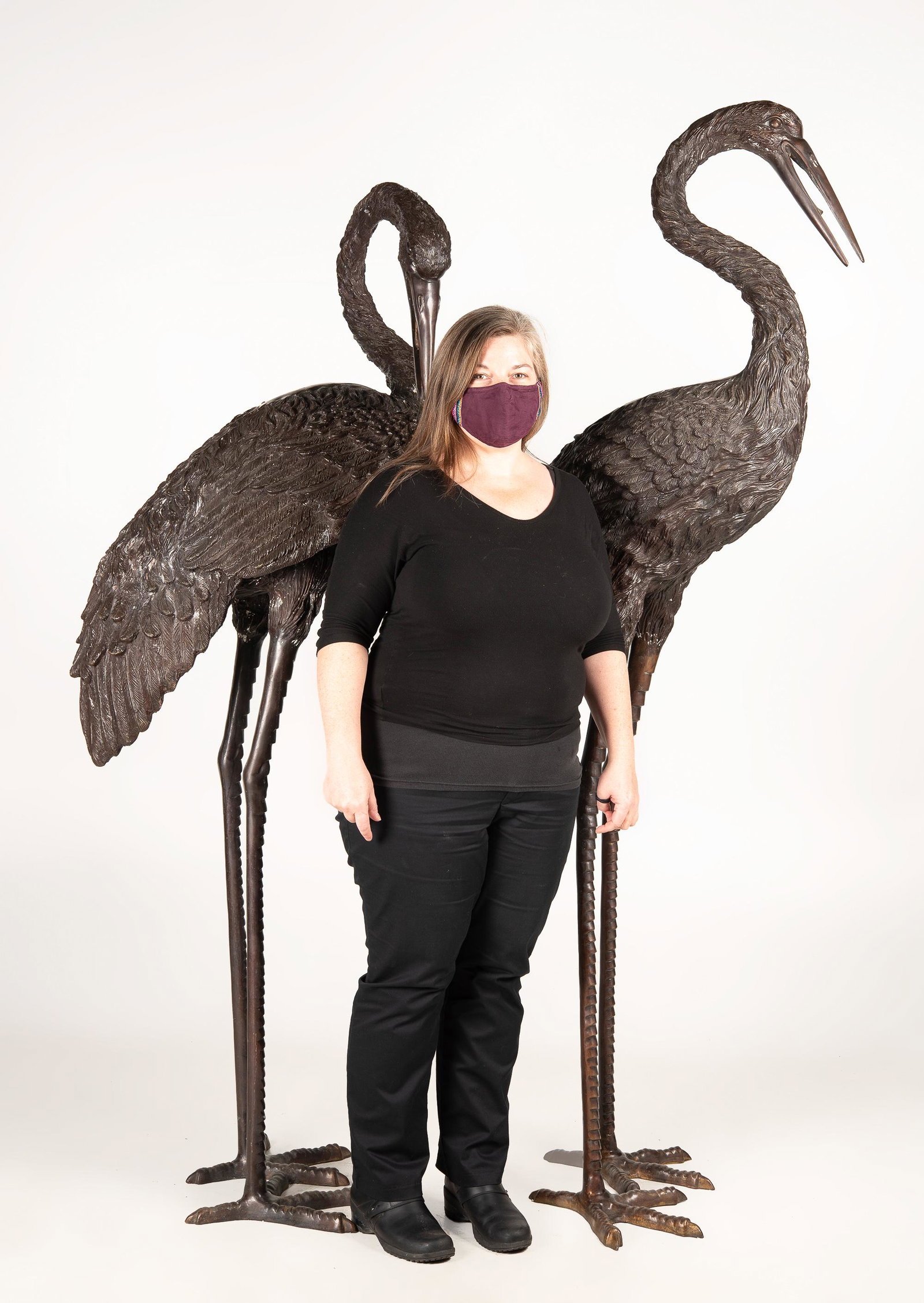 Pair of Monumental Bronze Crane Sculptures (1 of 4)