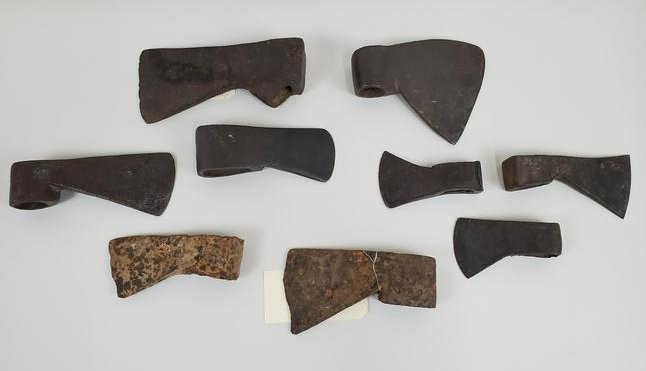 9 Trade Axe Heads: 5" to 8 3/4" long.