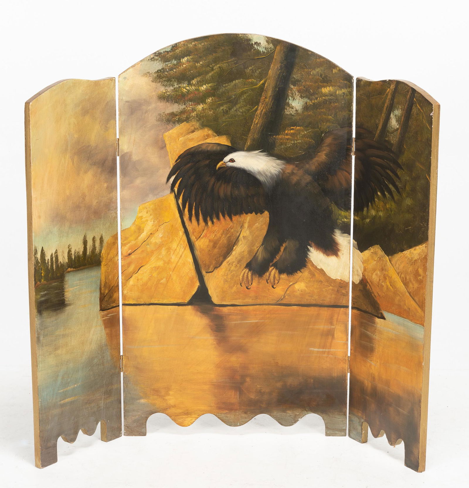 Paint Decorated Eagle Folding Screen (1 of 3)