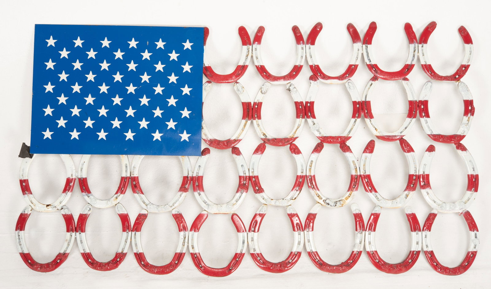 Horseshoe American Flag: 37-3/4" wide x 20-1/4" high.