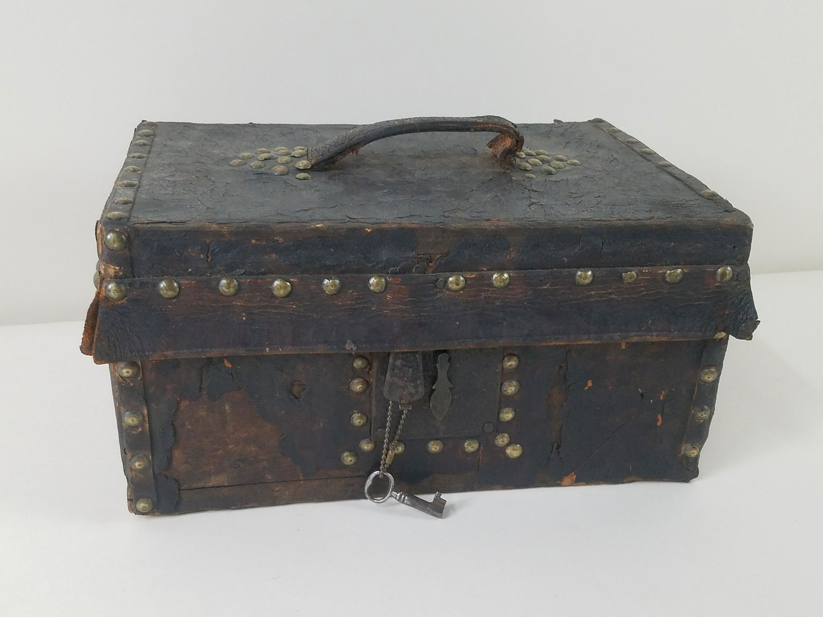 19th C Leather Wrapped Document Box (1 of 2)
