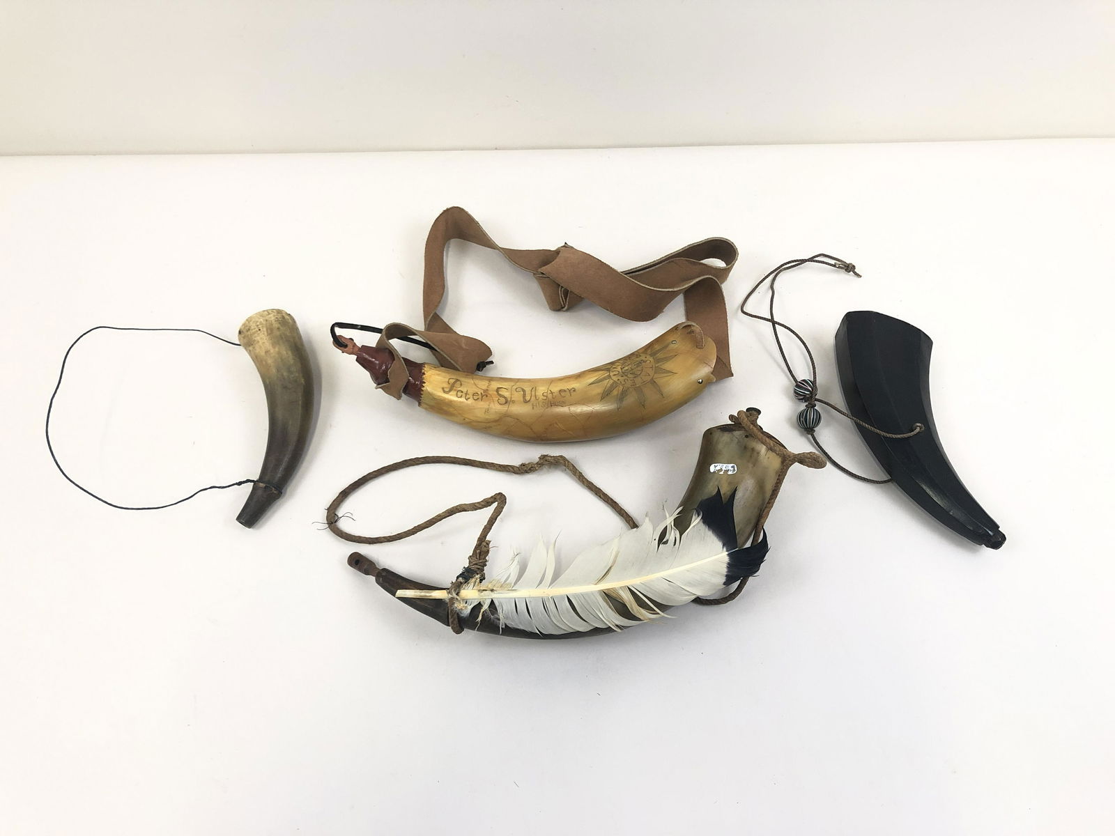 4 Powder Horns Including Replica (1 of 2)