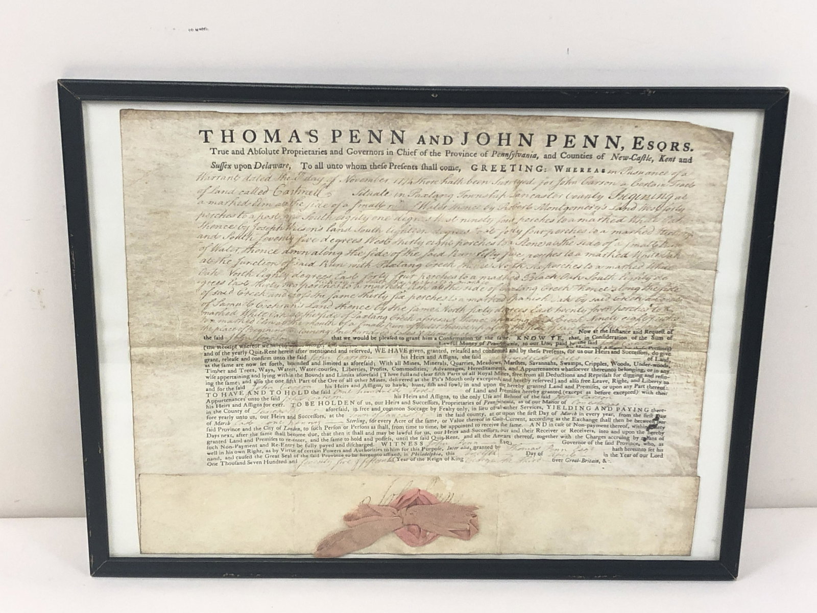 John Penn Signed Document (1 of 2)
