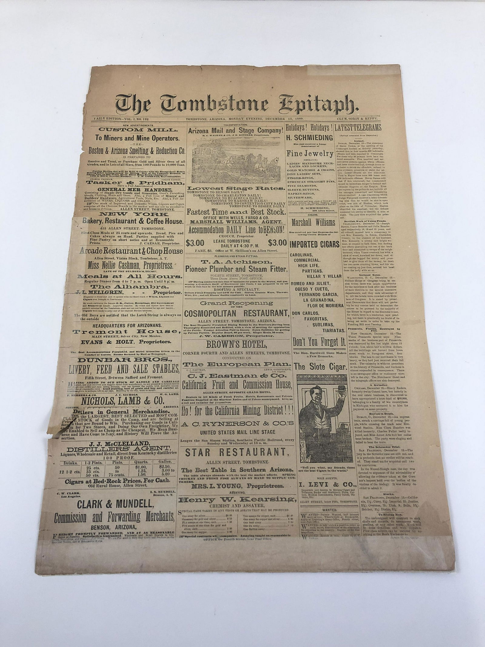 1880 The Tombstone Epitaph Newsaper (1 of 4)