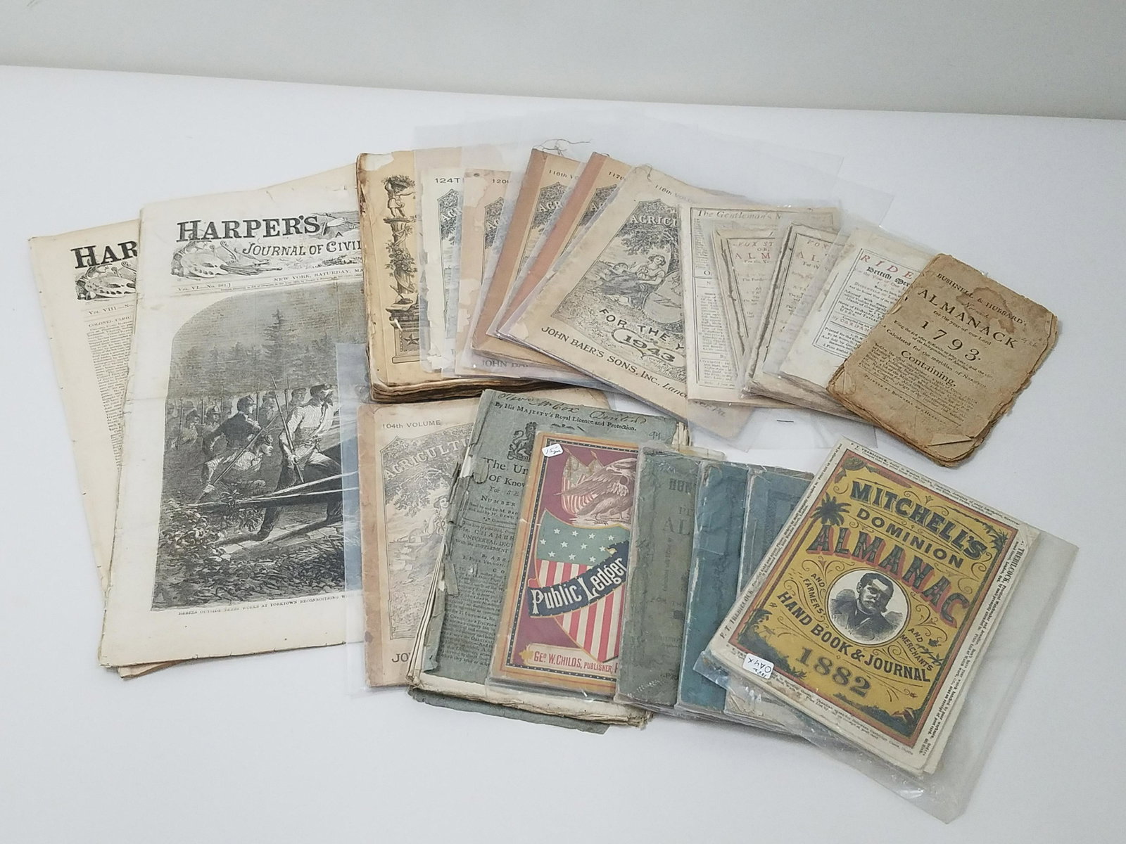 19 Almanacs and Harpers Weekly: Almanacs from 1732-1949.