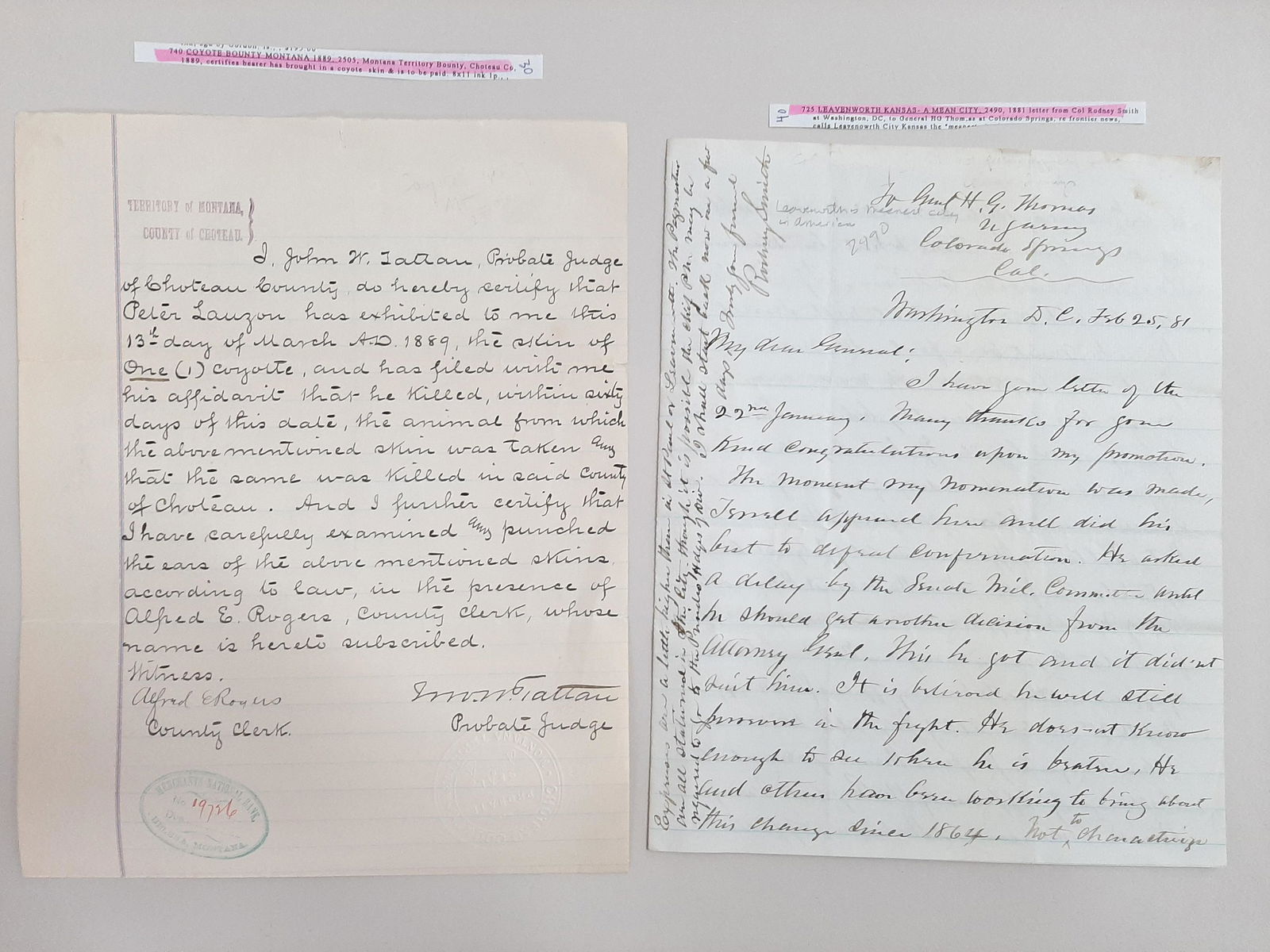 2 19th C Documents incl Bounty Letter (1 of 6)