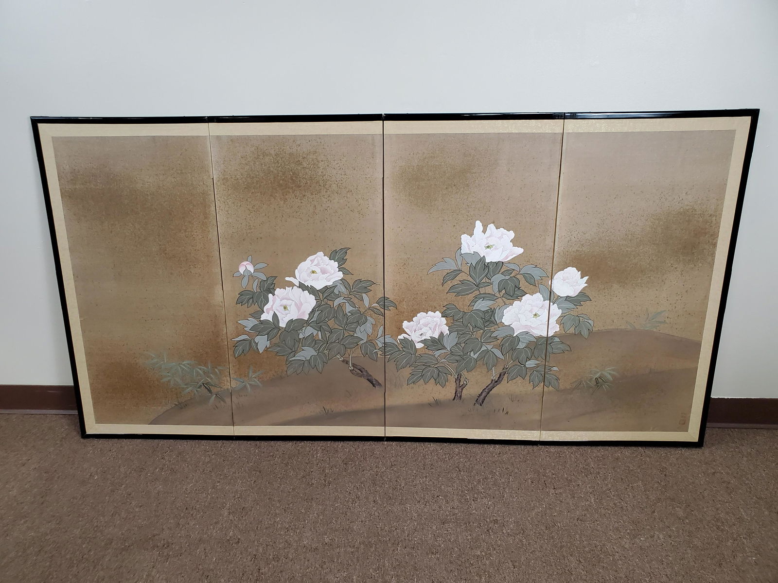 Flower Painted Folding Wall Screen (1 of 3)