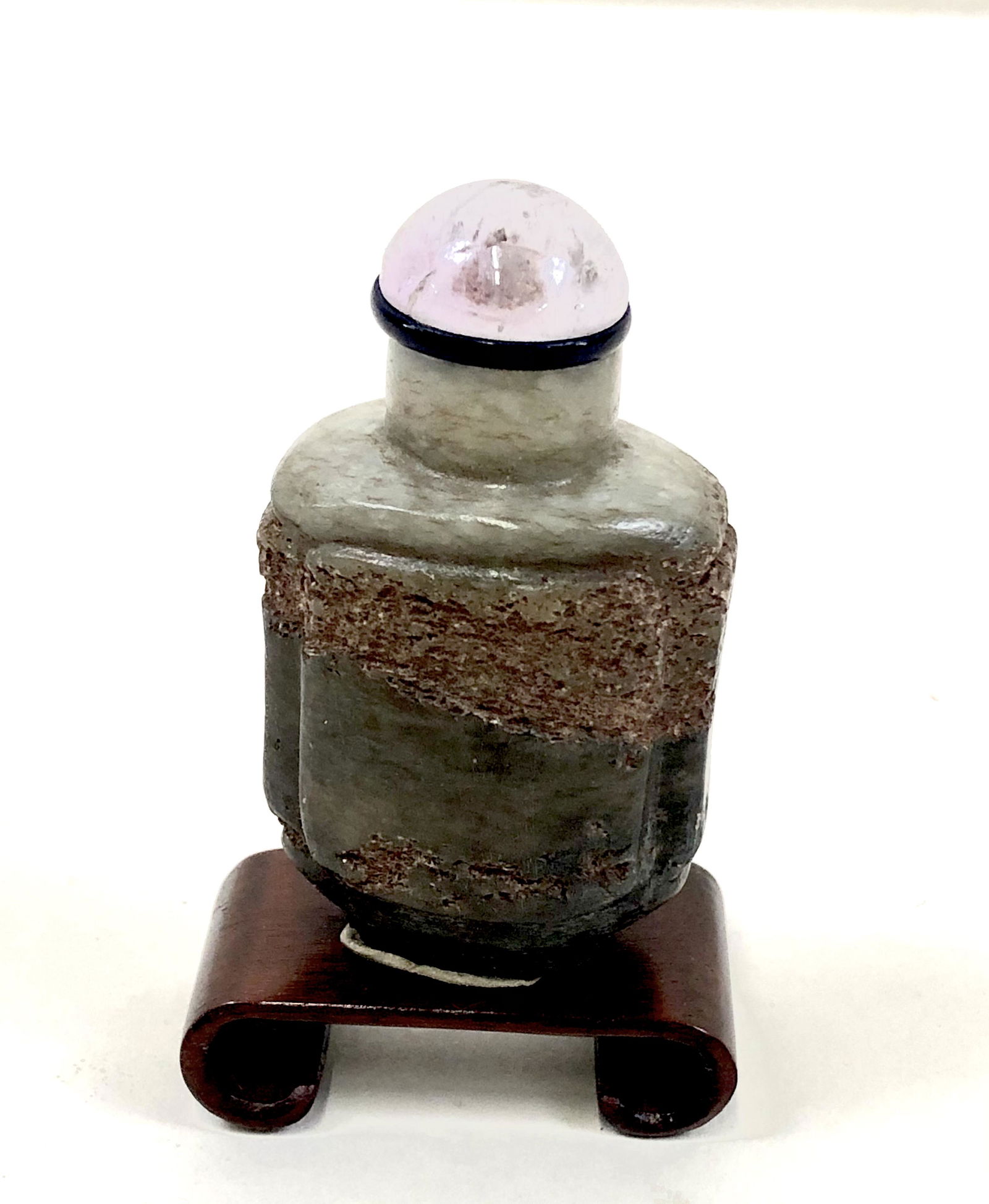 Carved Hardstone Snuff Bottle with Agate Stopper (1 of 3)