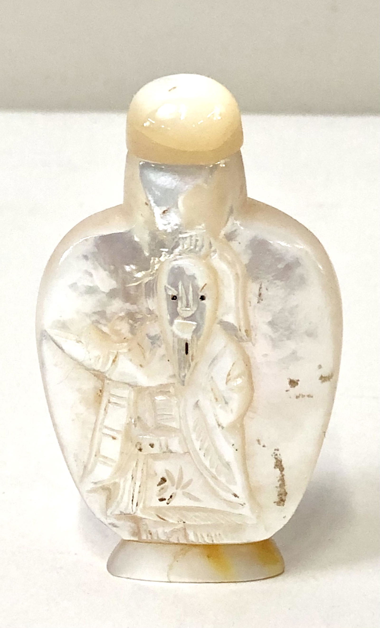 Mother of Pearl Figural Carved Snuff Bottle (1 of 3)