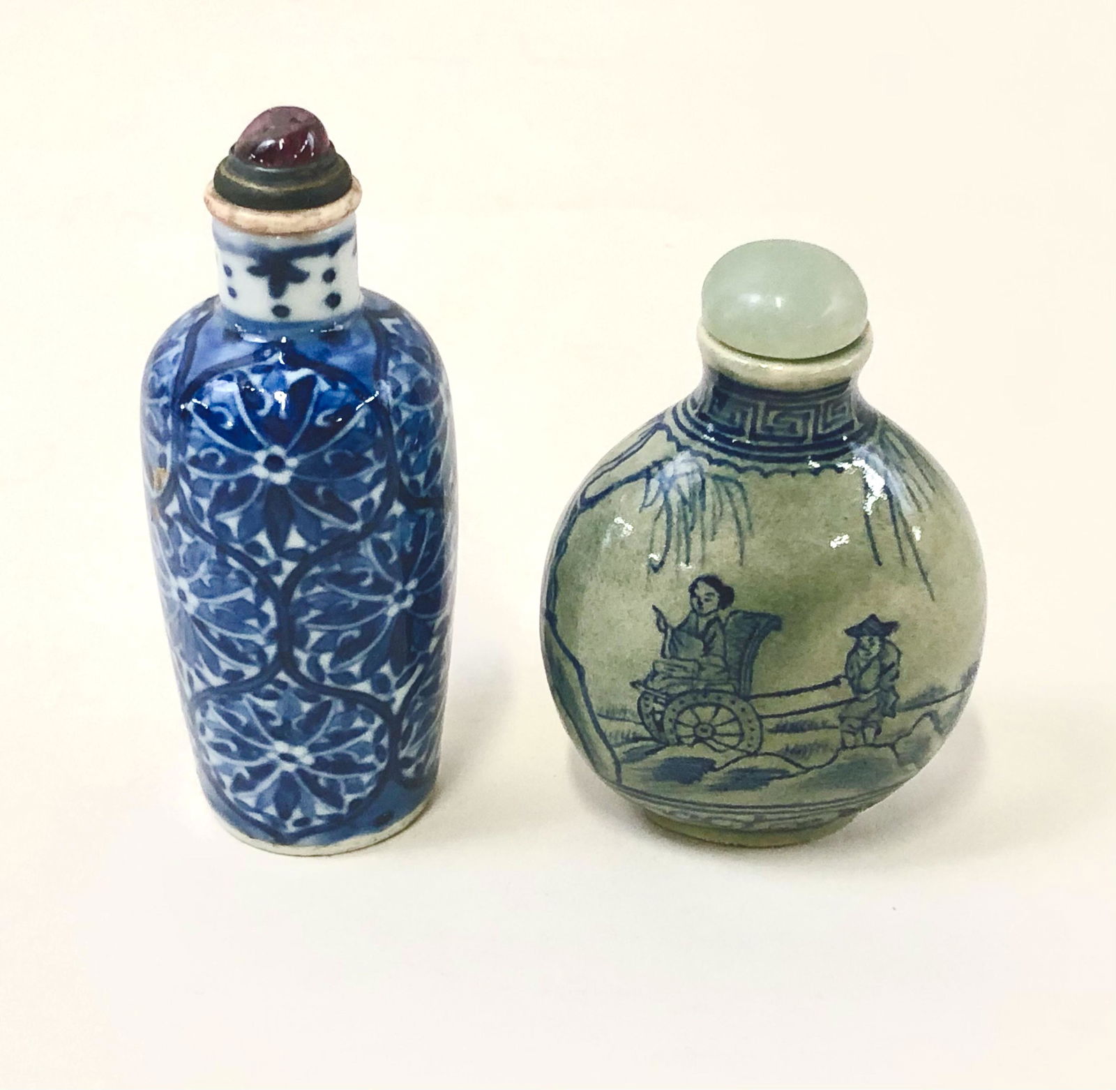 2 Blue & White Porcelain Snuff Bottles (1 of 3)