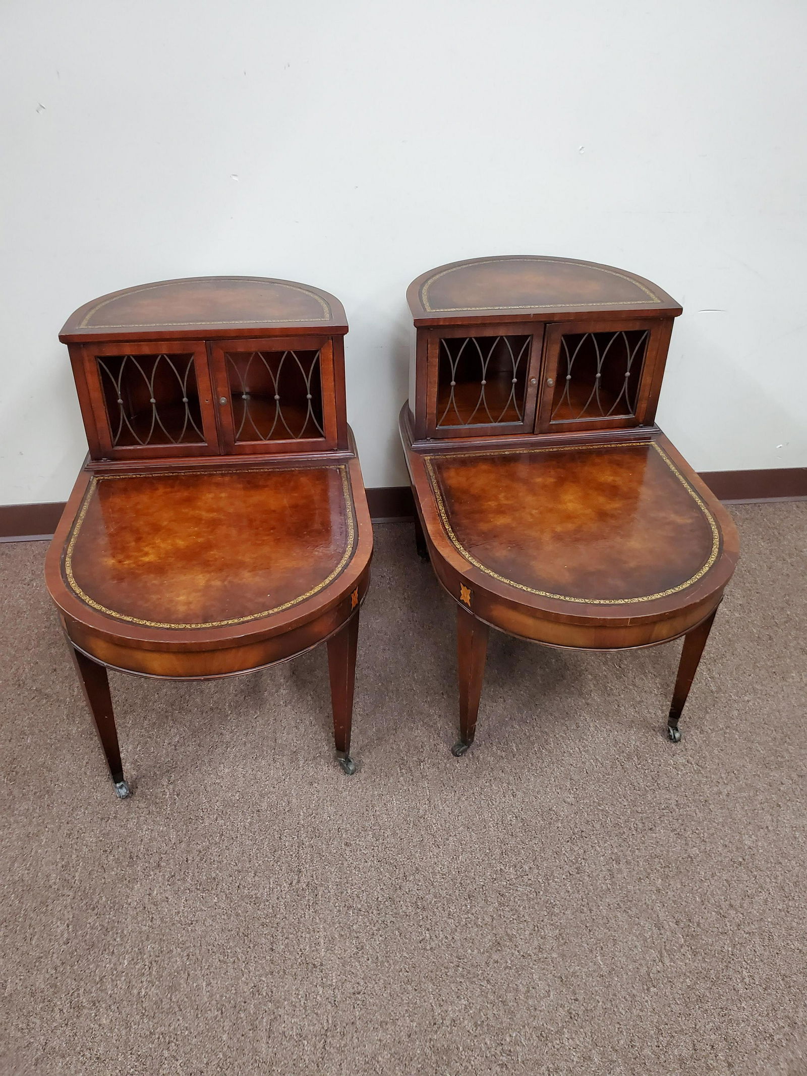 Pair of Leather Top End Tables (1 of 6)