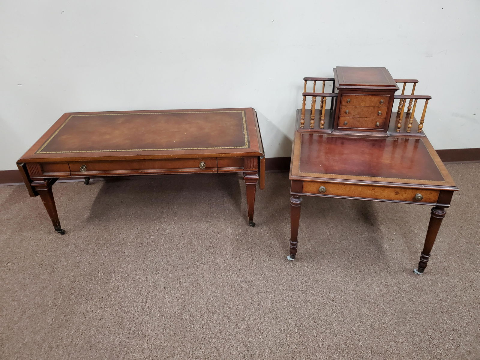 Leather Top Coffee & End Table (1 of 8)