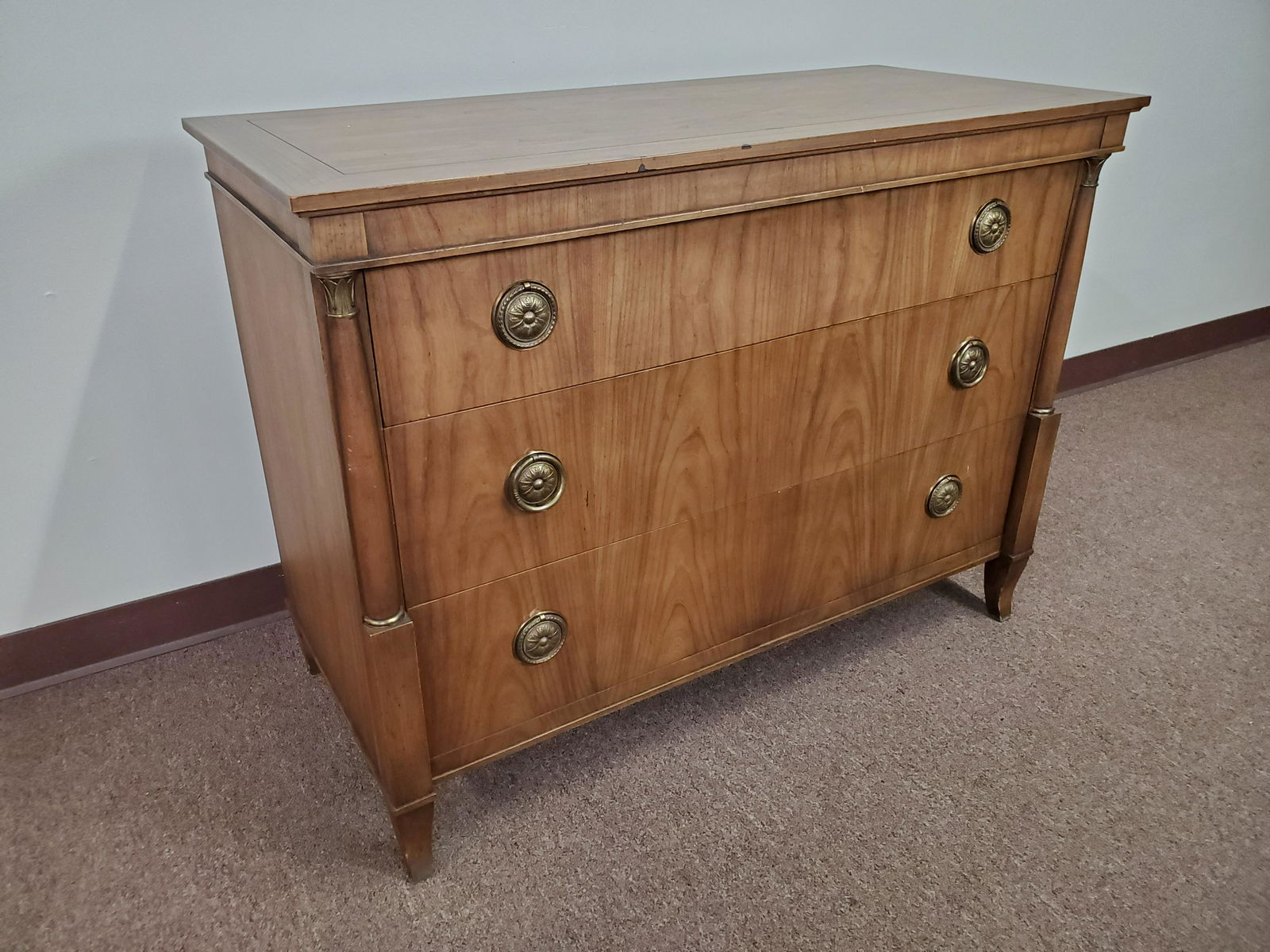 Baker Three Drawer Chest With Brass Pulls (1 of 4)