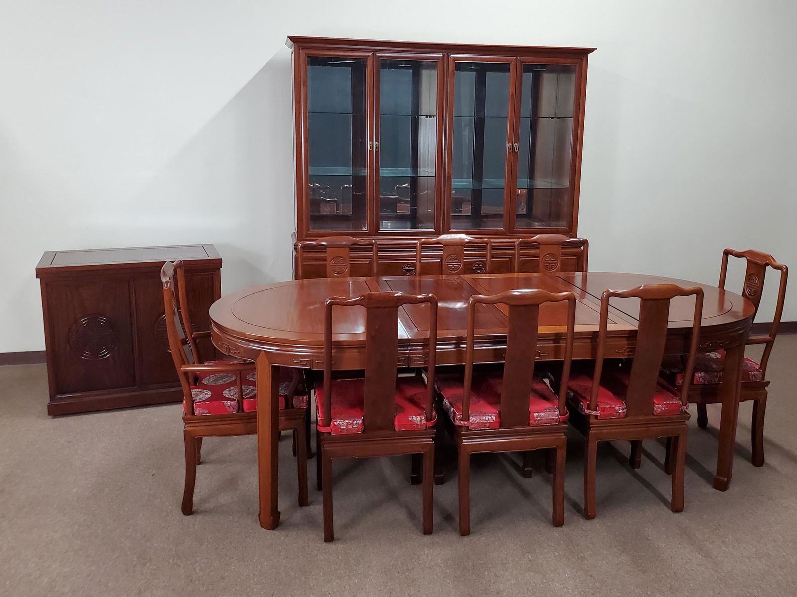Chinese Rosewood Carved Dining Room Set (1 of 12)