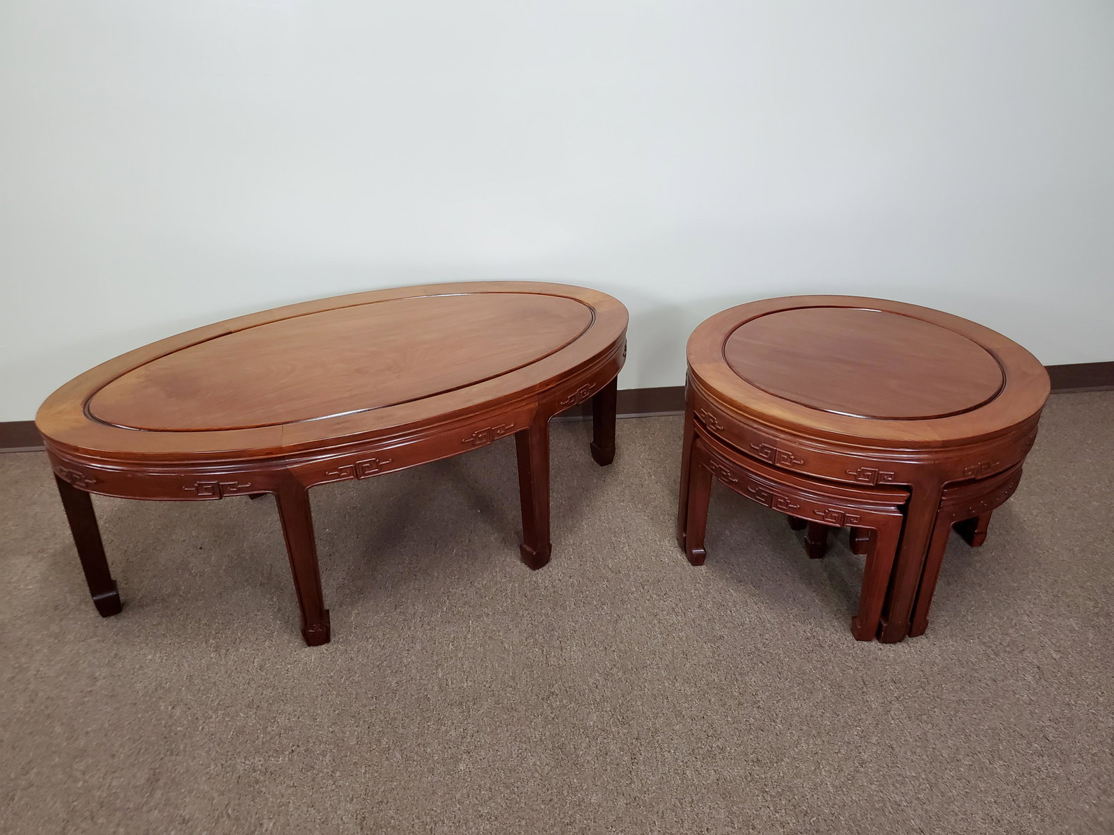 Chinese Rosewood Coffee & Side Table With Nesting Seats (1 of 4)