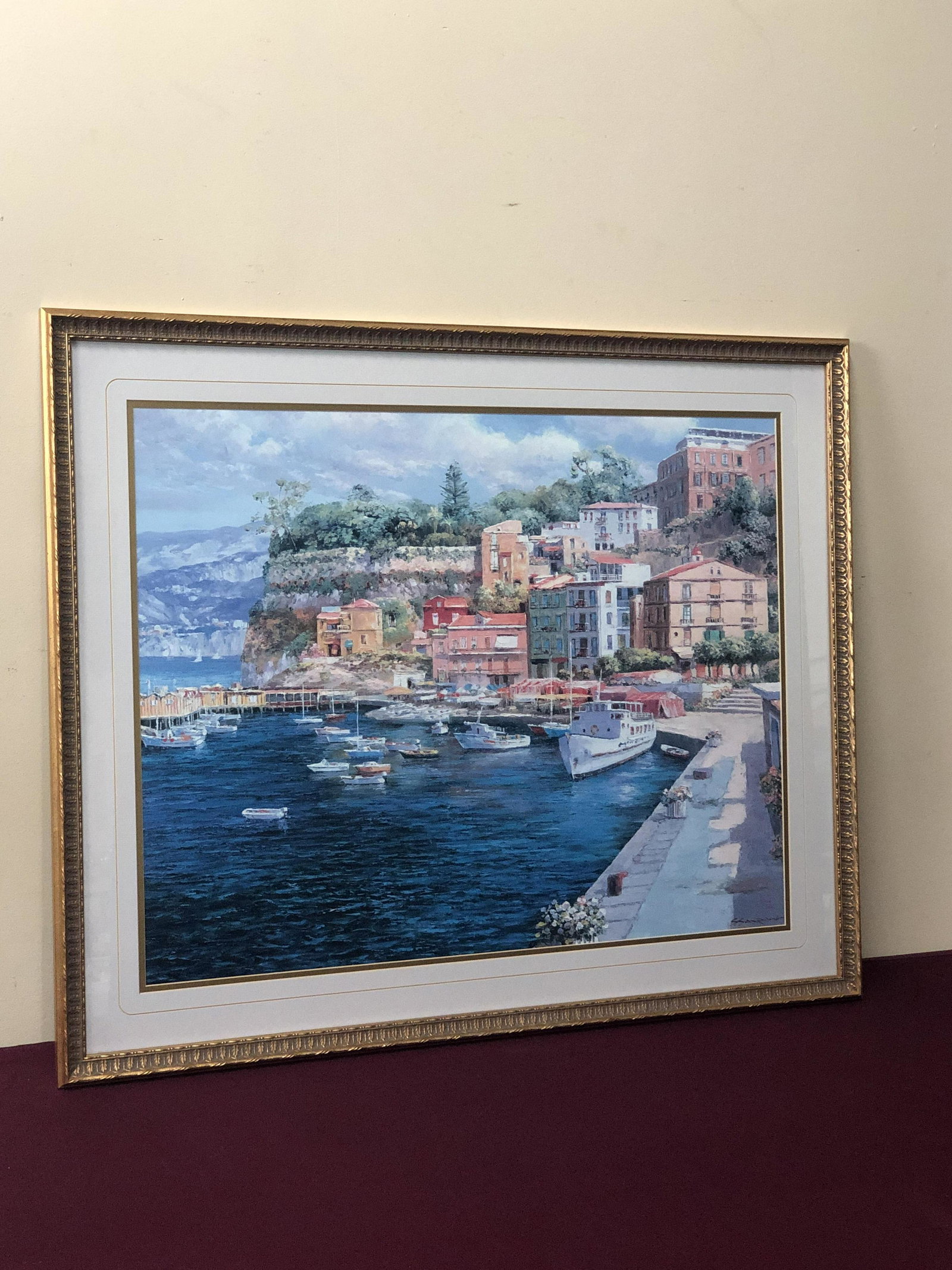 Sam Park Sorrento Lithograph: Manufactured by Ross Galleries Inc. Overall with frame 27 1/2" high x 33 1/2" wide.