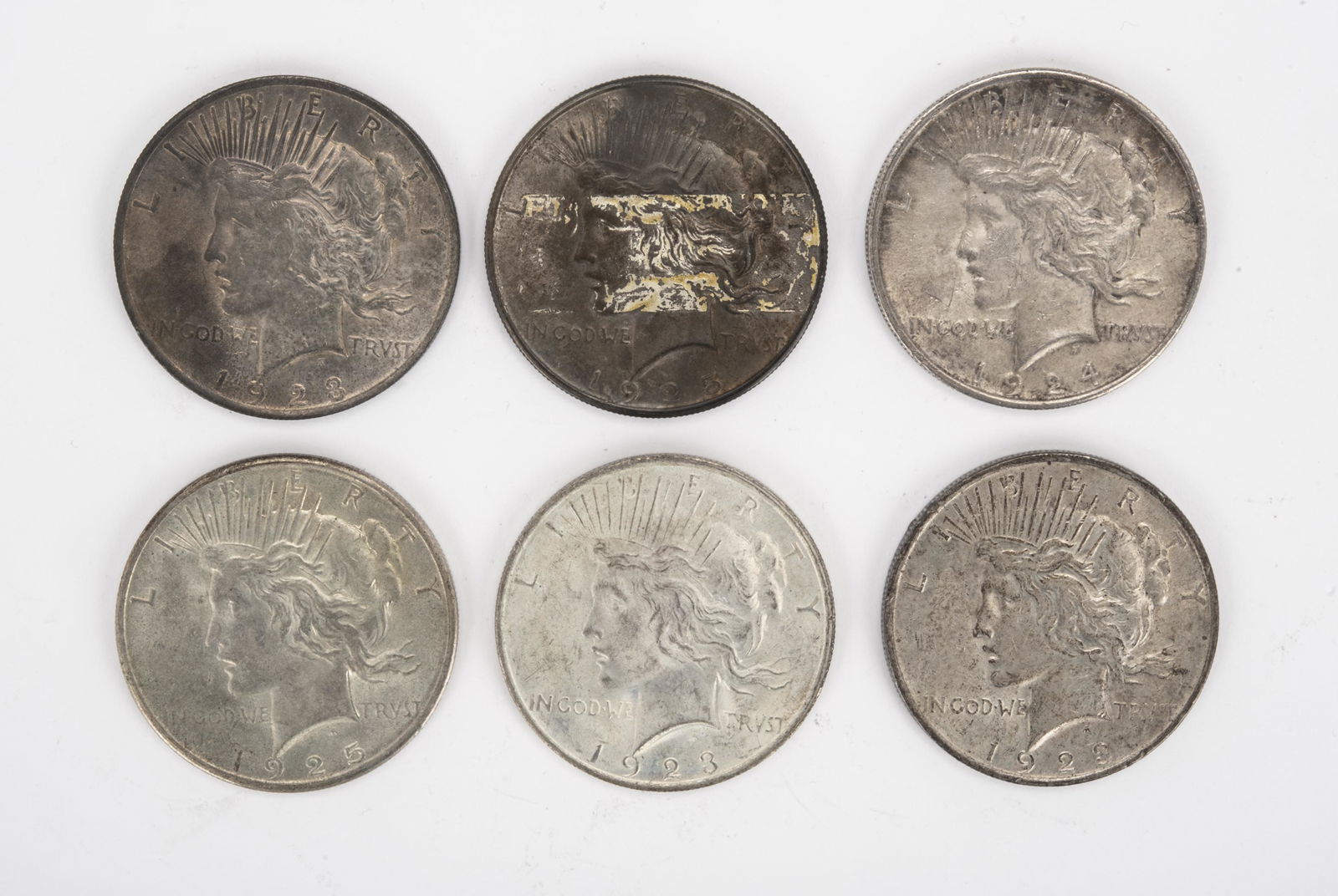 6 Peace Silver Dollars (1 of 2)