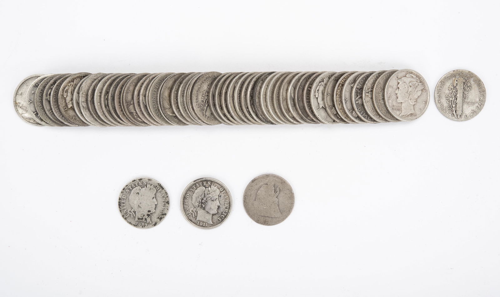 56 U.S. Silver Dimes (1 of 1)